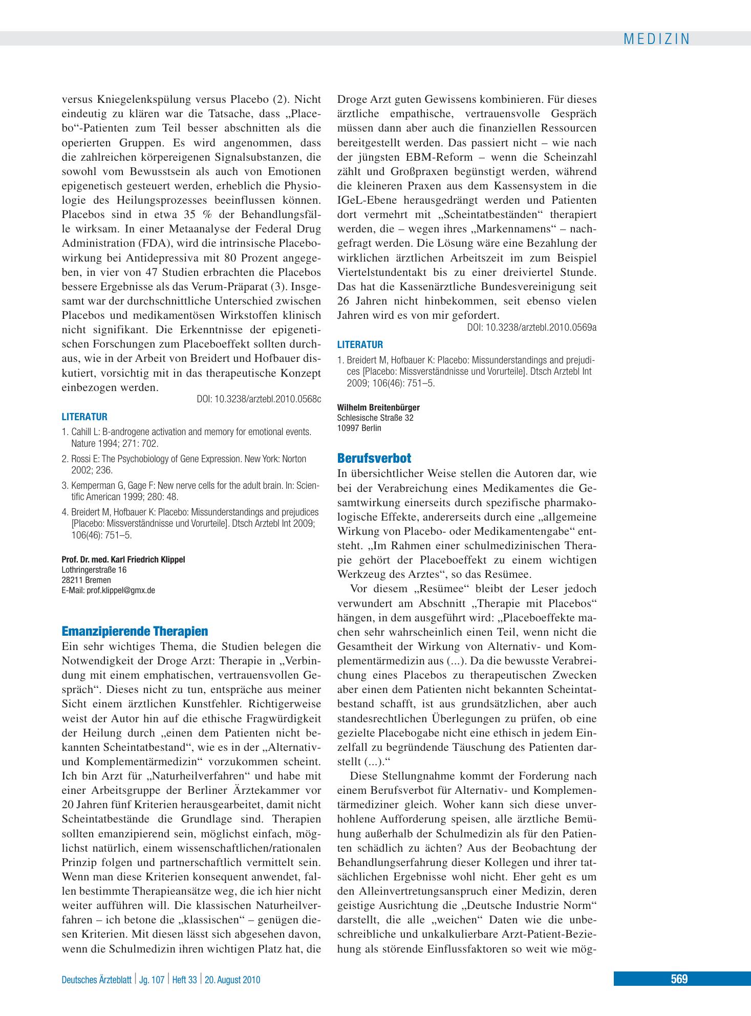 Vorschauseite 1: Berufsverbot – Deutsches Ärzteblatt