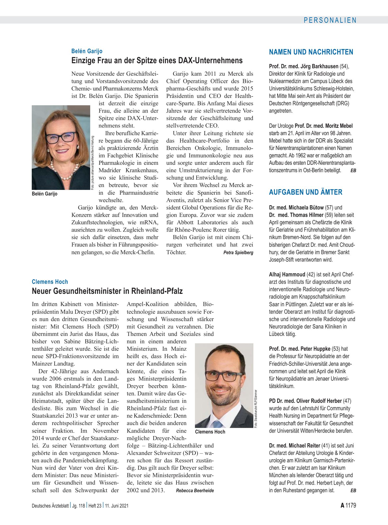 Vorschauseite 1: Aufgaben und Ämter – Deutsches Ärzteblatt