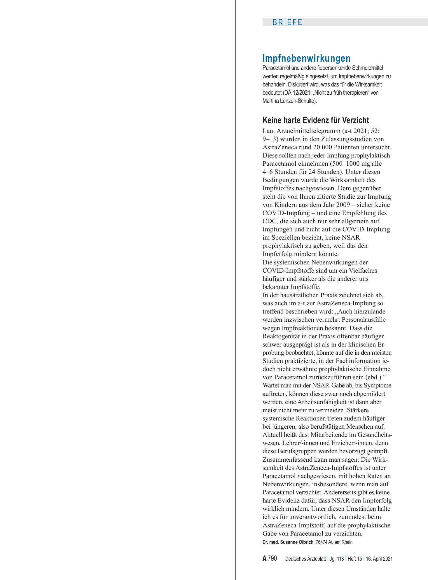 Vorschauseite 1: Impfnebenwirkungen: Keine harte Evidenz für Verzicht – Deutsches Ärzteblatt