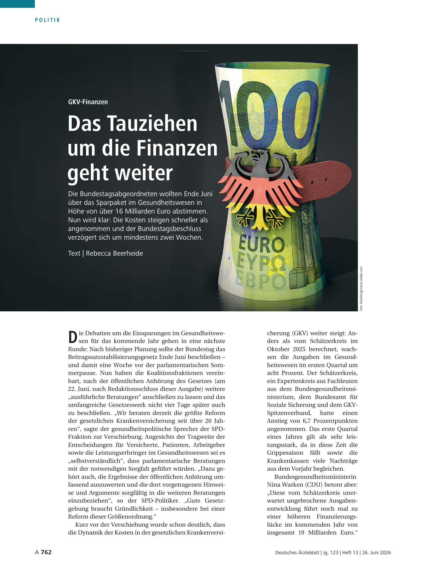 Vorschauseite 1: GKV-Finanzen: Das Tauziehen um die Finanzen geht weiter – Deutsches Ärzteblatt