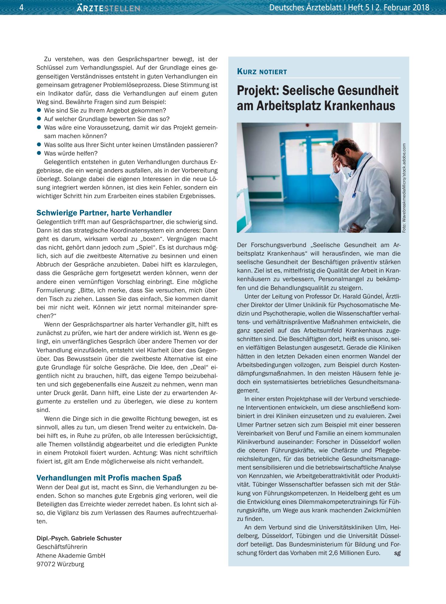 Vorschauseite 1: Seelische Gesundheit am Arbeitsplatz Krankenhaus – Deutsches Ärzteblatt