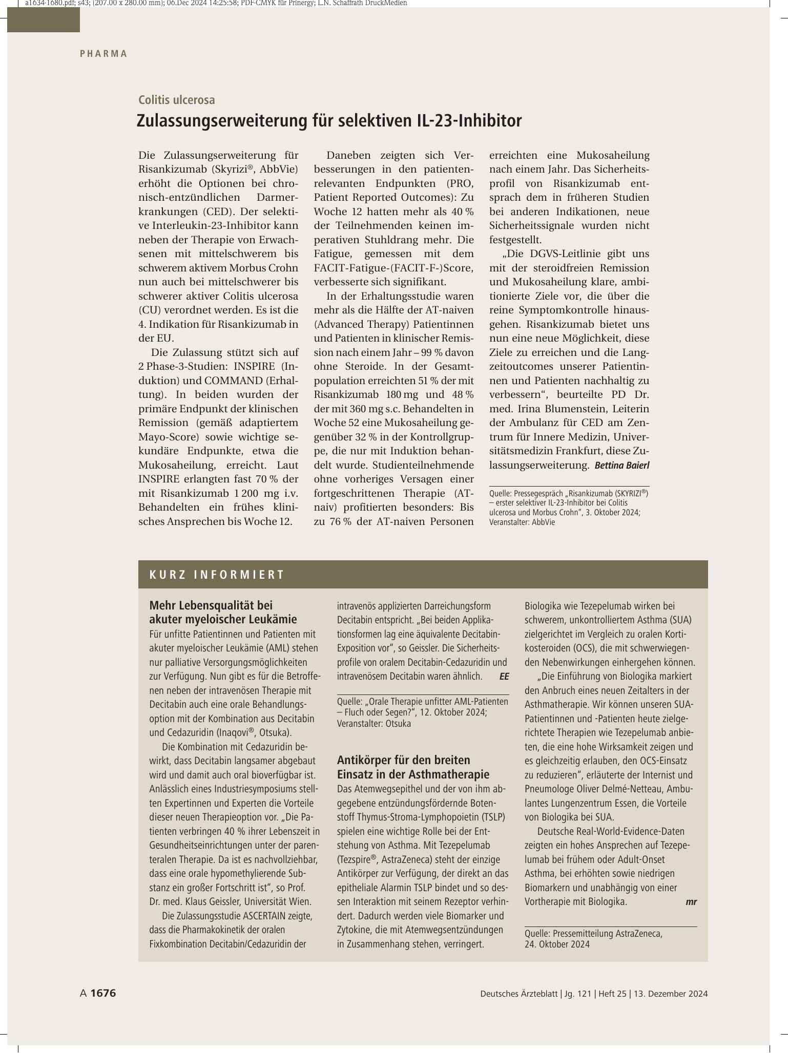 Vorschauseite 1: Kurz informiert – Deutsches Ärzteblatt