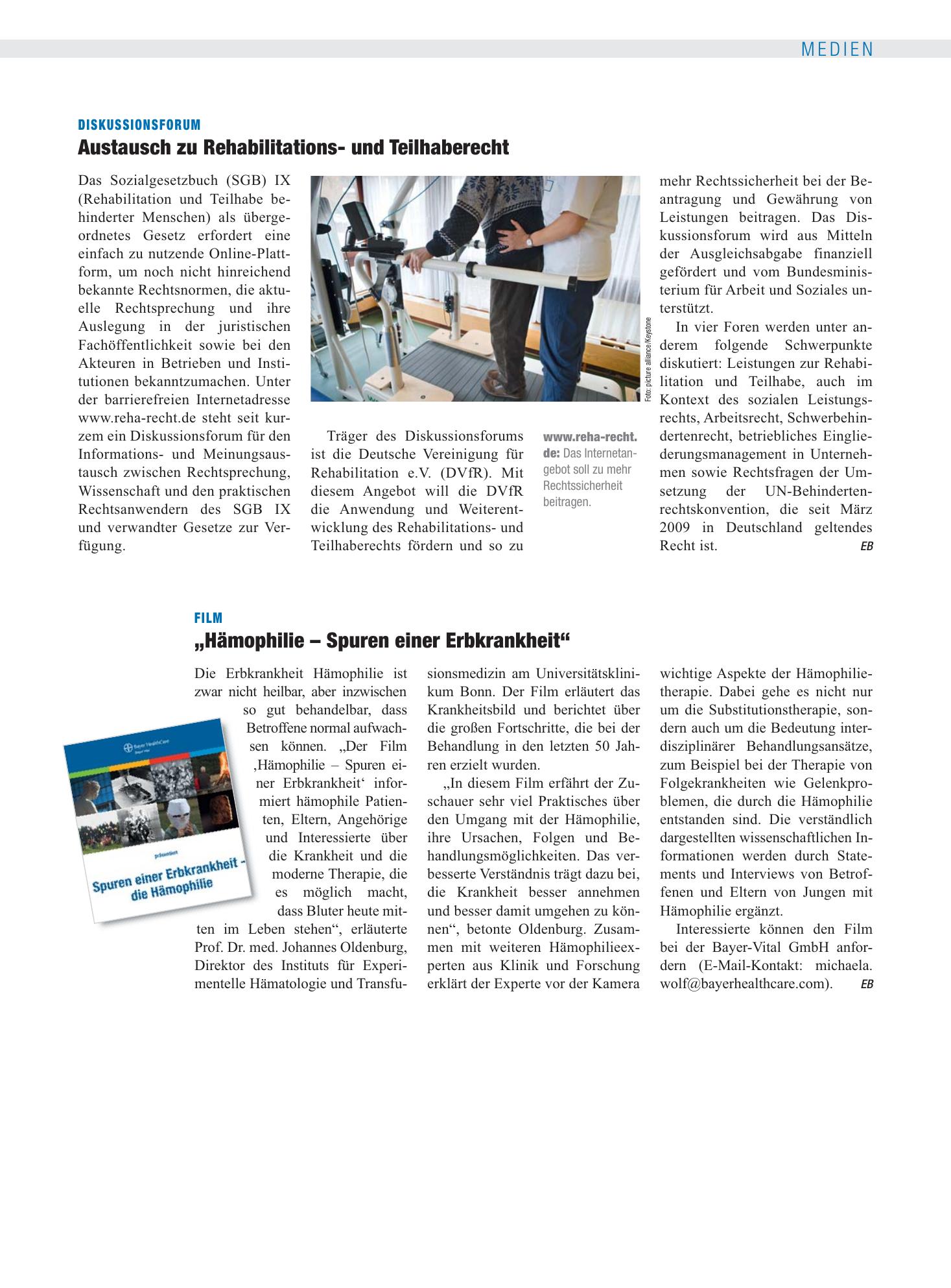 Vorschauseite 1: Diskussionsforum: Austausch zu Rehabilitations- und Teilhaberecht – Deutsches Ärzteblatt
