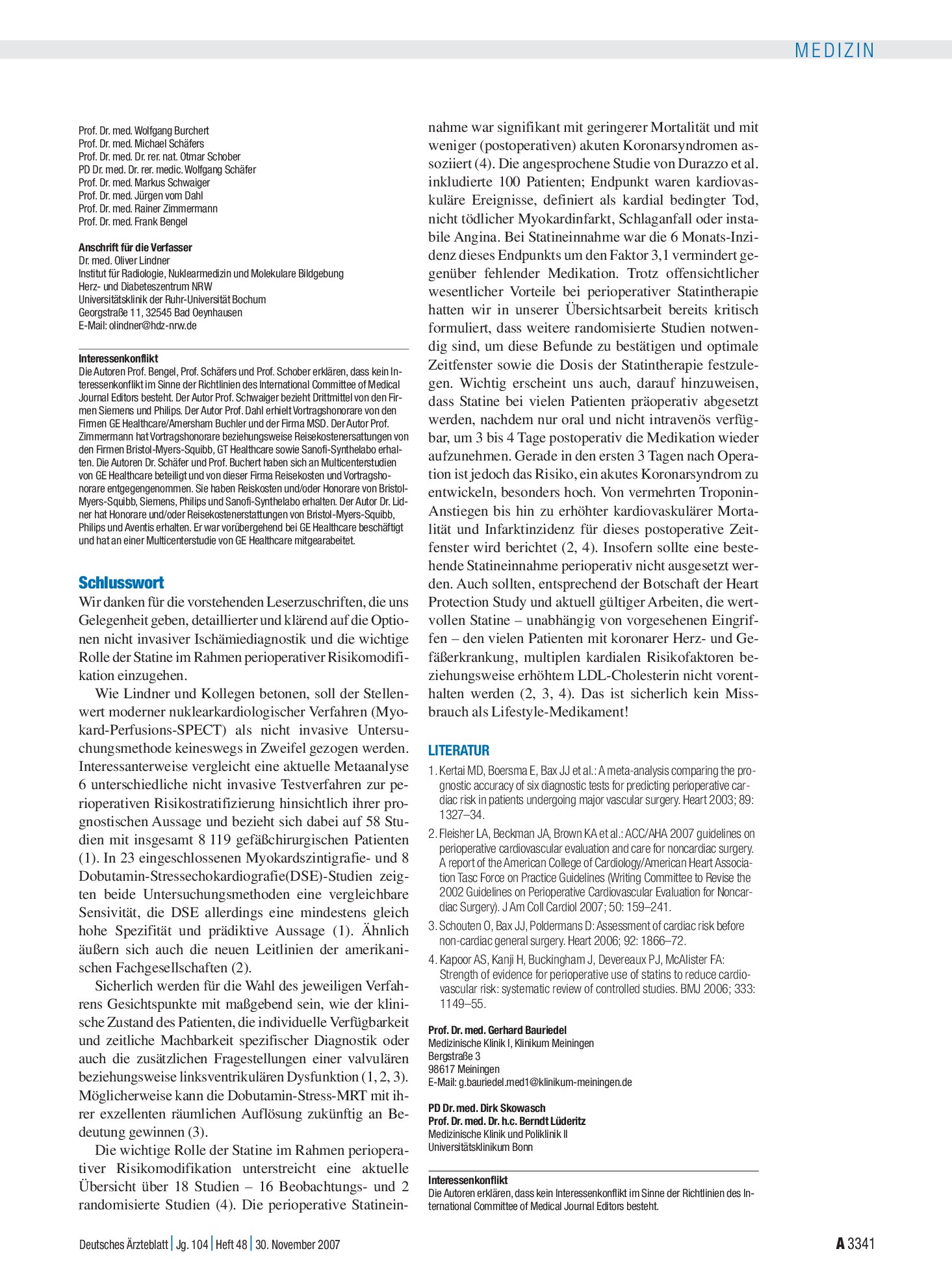 Vorschauseite 1: Operationsrisiko aus der Sicht des Kardiologen: Schlusswort – Deutsches Ärzteblatt