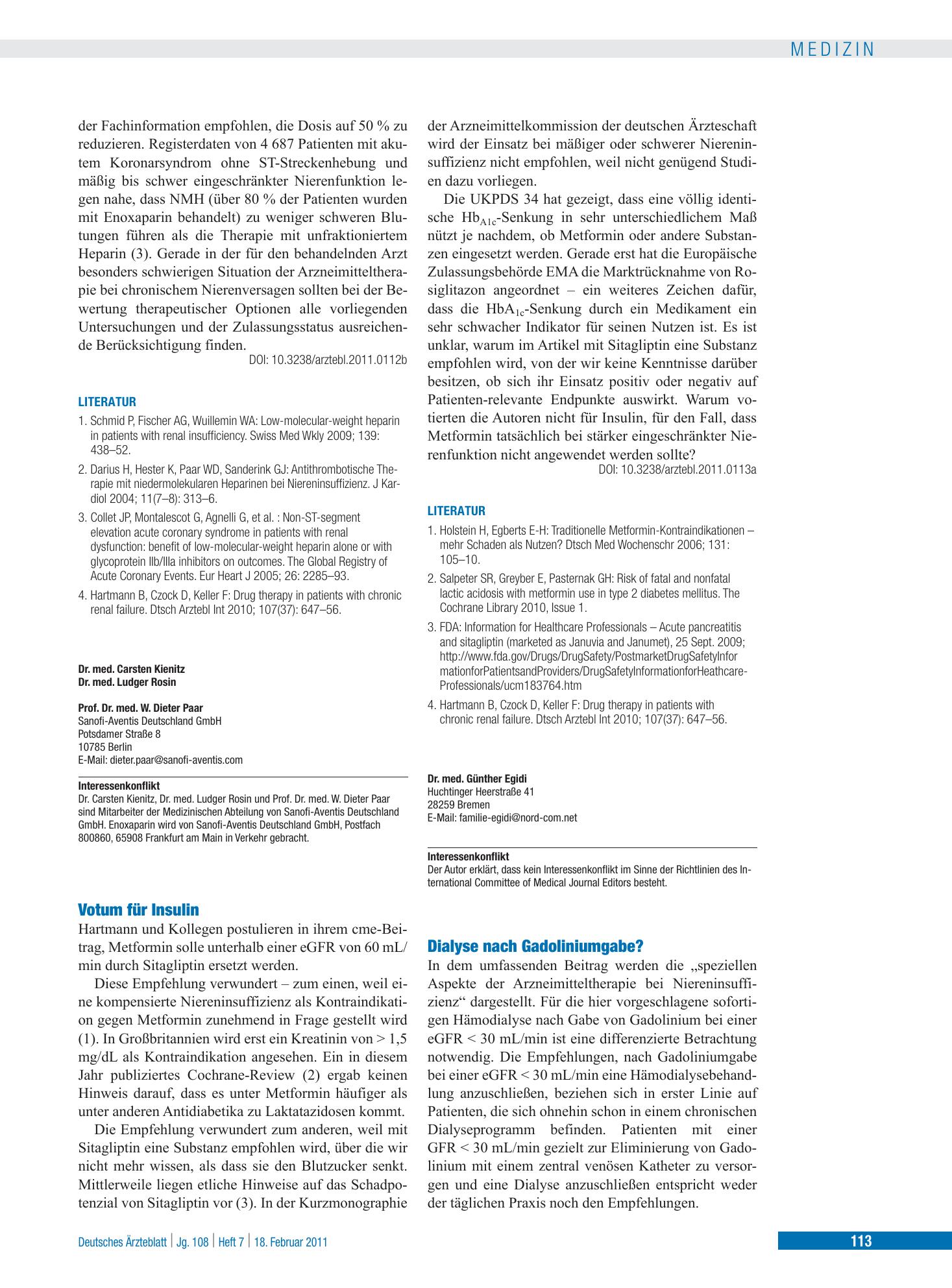 Vorschauseite 1: Votum für Insulin – Deutsches Ärzteblatt