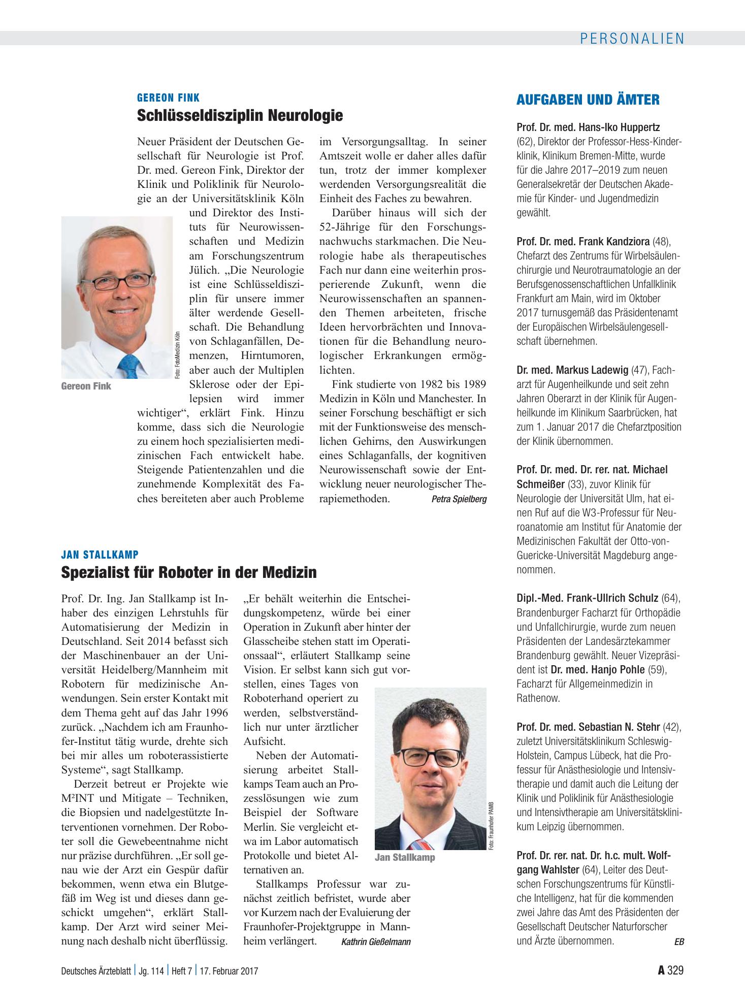 Vorschauseite 1: Aufgaben und Ämter – Deutsches Ärzteblatt
