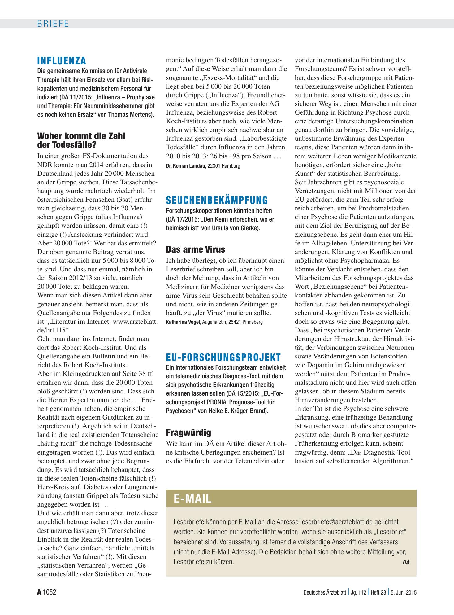 Vorschauseite 1: Seuchenbekämpfung: Das arme Virus – Deutsches Ärzteblatt