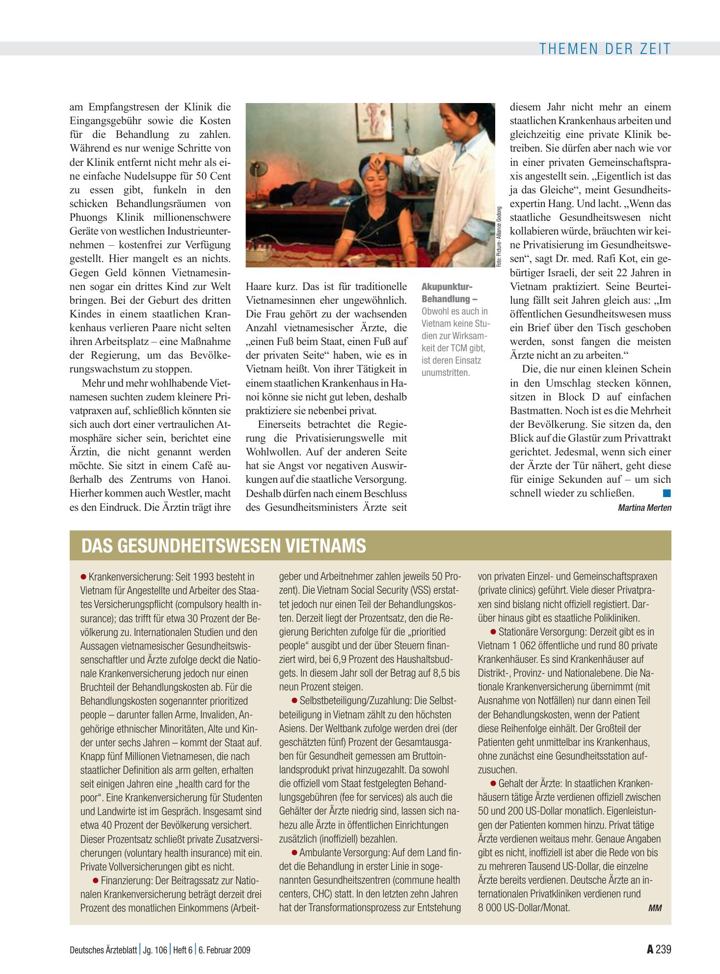 Vorschauseite 1: Das Gesundheitswesen Vietnams – Deutsches Ärzteblatt