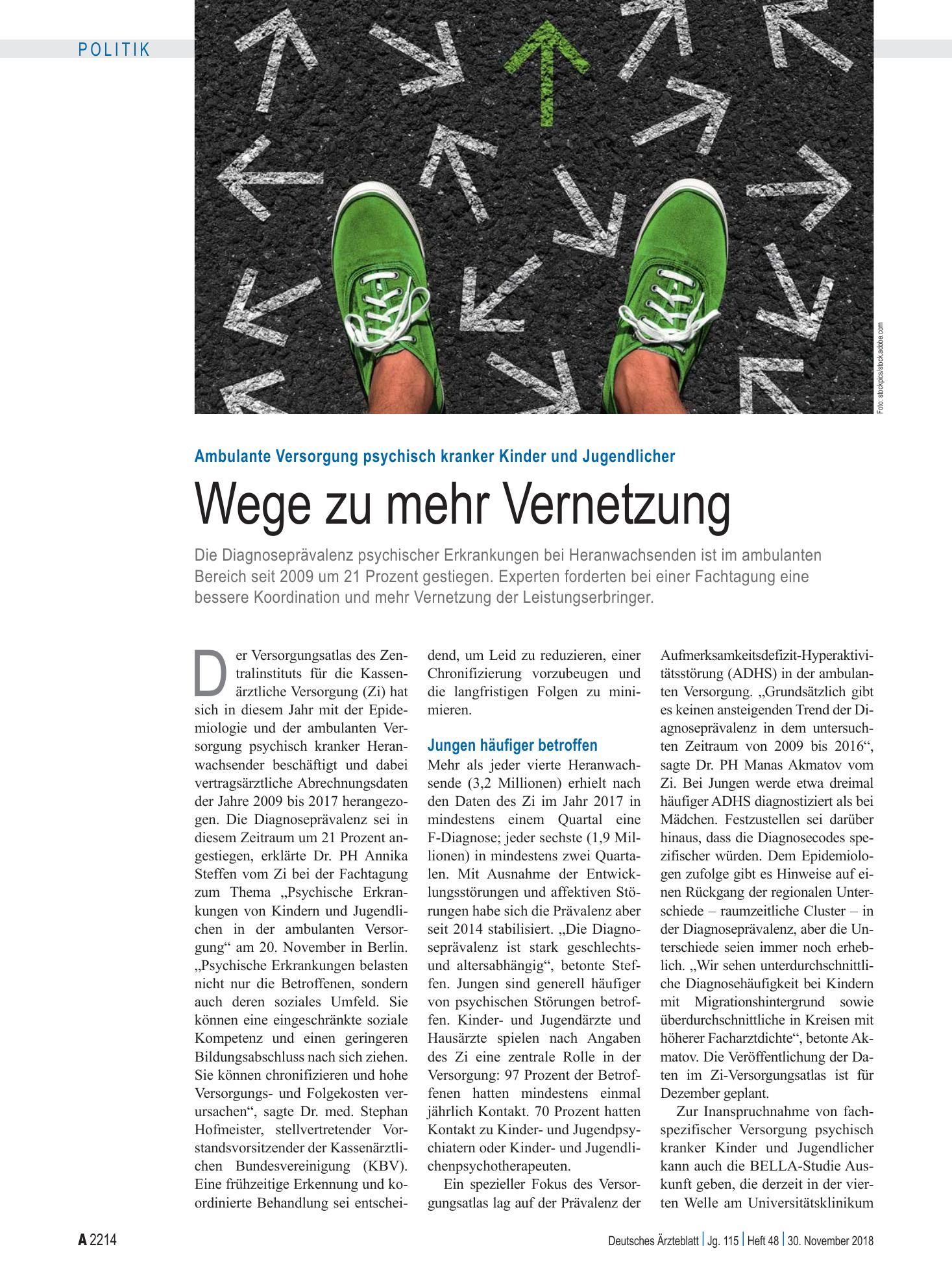 Vorschauseite 1: Ambulante Versorgung psychisch kranker Kinder und Jugendlicher: Wege zu mehr Vernetzung – Deutsches Ärzteblatt