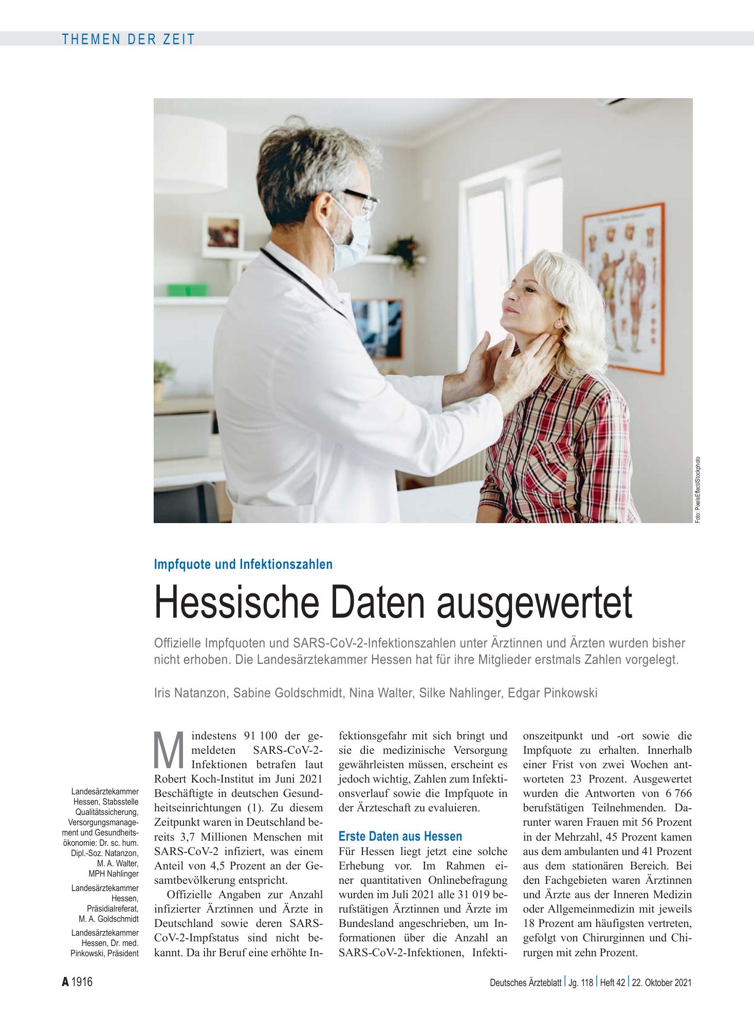 Vorschauseite 1: Impfquote und Infektionszahlen: Hessische Daten ausgewertet – Deutsches Ärzteblatt