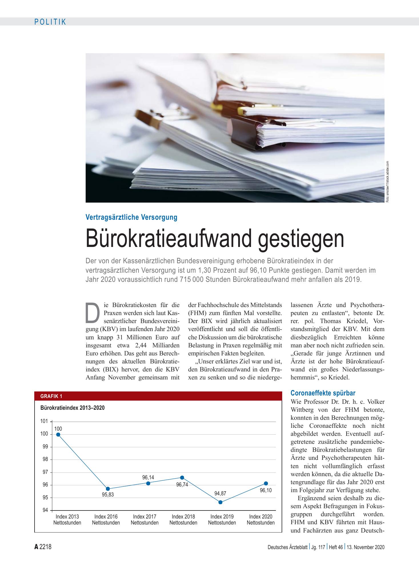 Vorschauseite 1: Vertragsärztliche Versorgung: Bürokratieaufwand gestiegen – Deutsches Ärzteblatt