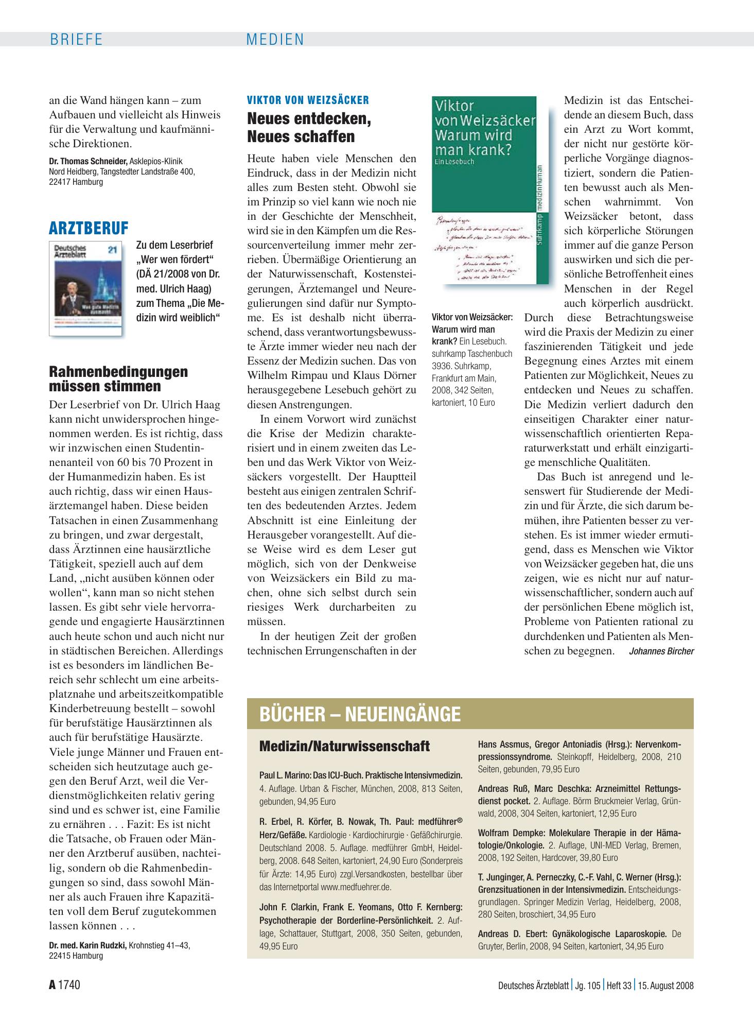 Vorschauseite 1: Bücher – Neueingänge – Deutsches Ärzteblatt