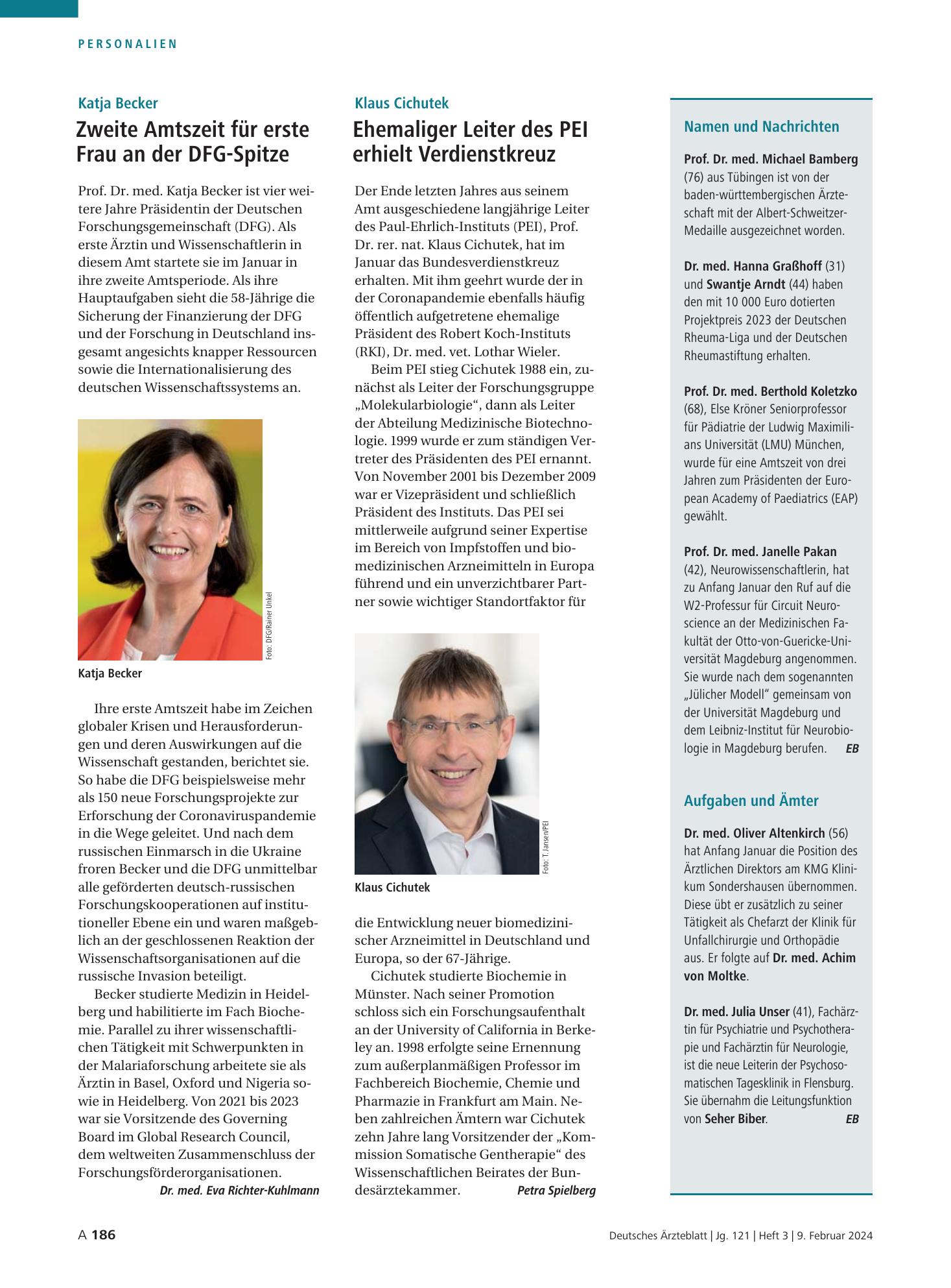 Vorschauseite 1: Aufgaben und Ämter – Deutsches Ärzteblatt