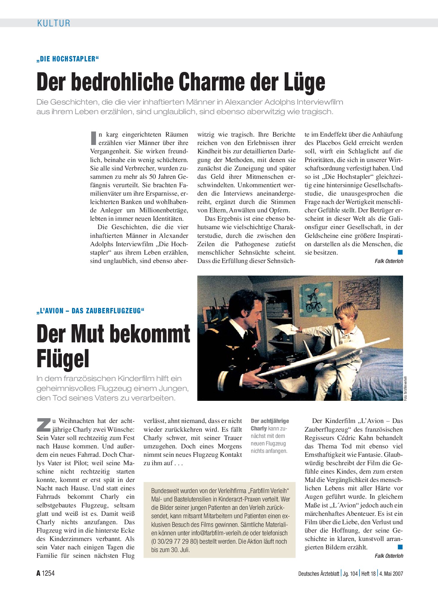 Vorschauseite 1: „Die Hochstapler“: Der bedrohliche Charme der Lüge – Deutsches Ärzteblatt