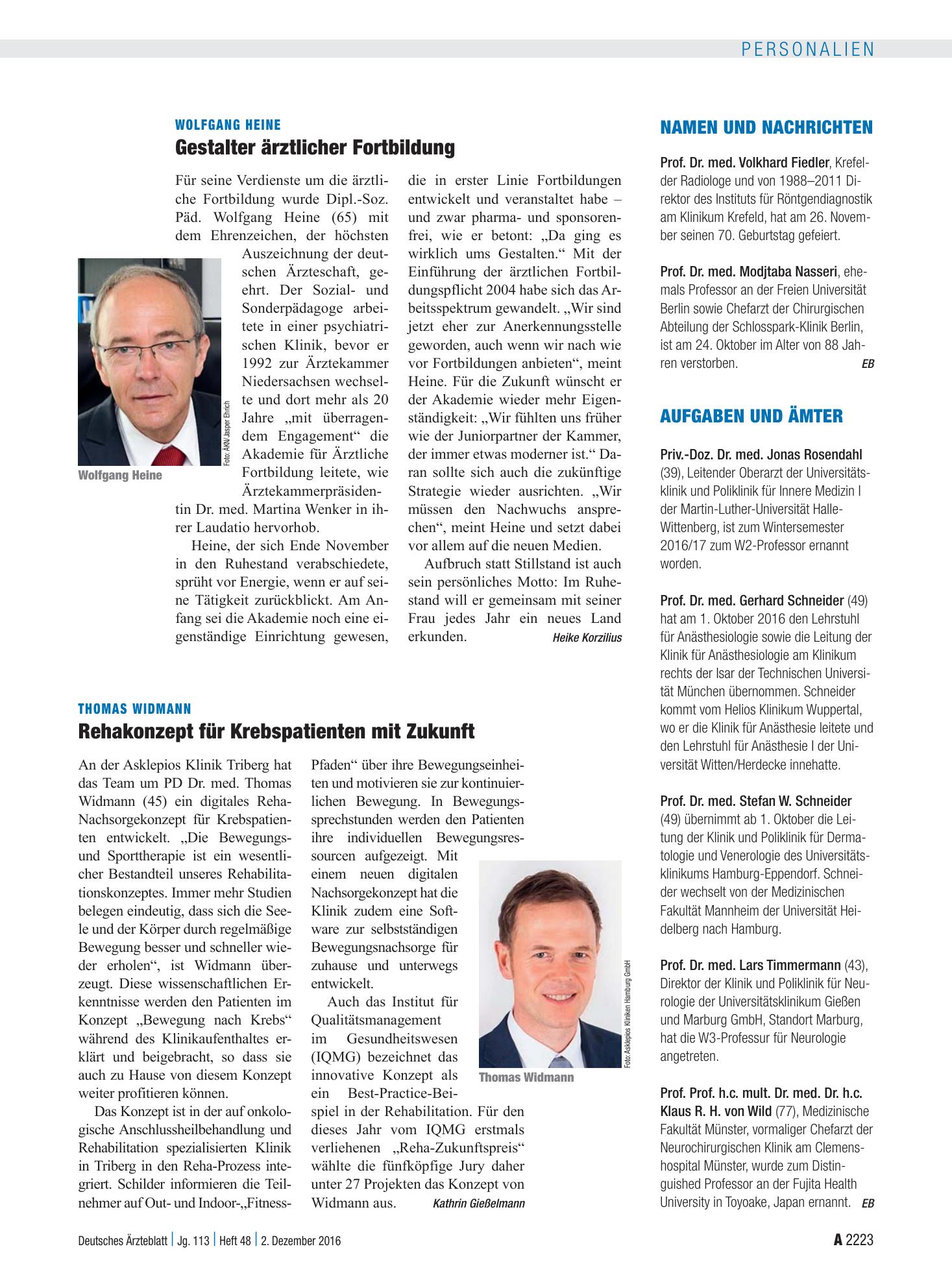 Vorschauseite 1: Aufgaben und Ämter – Deutsches Ärzteblatt