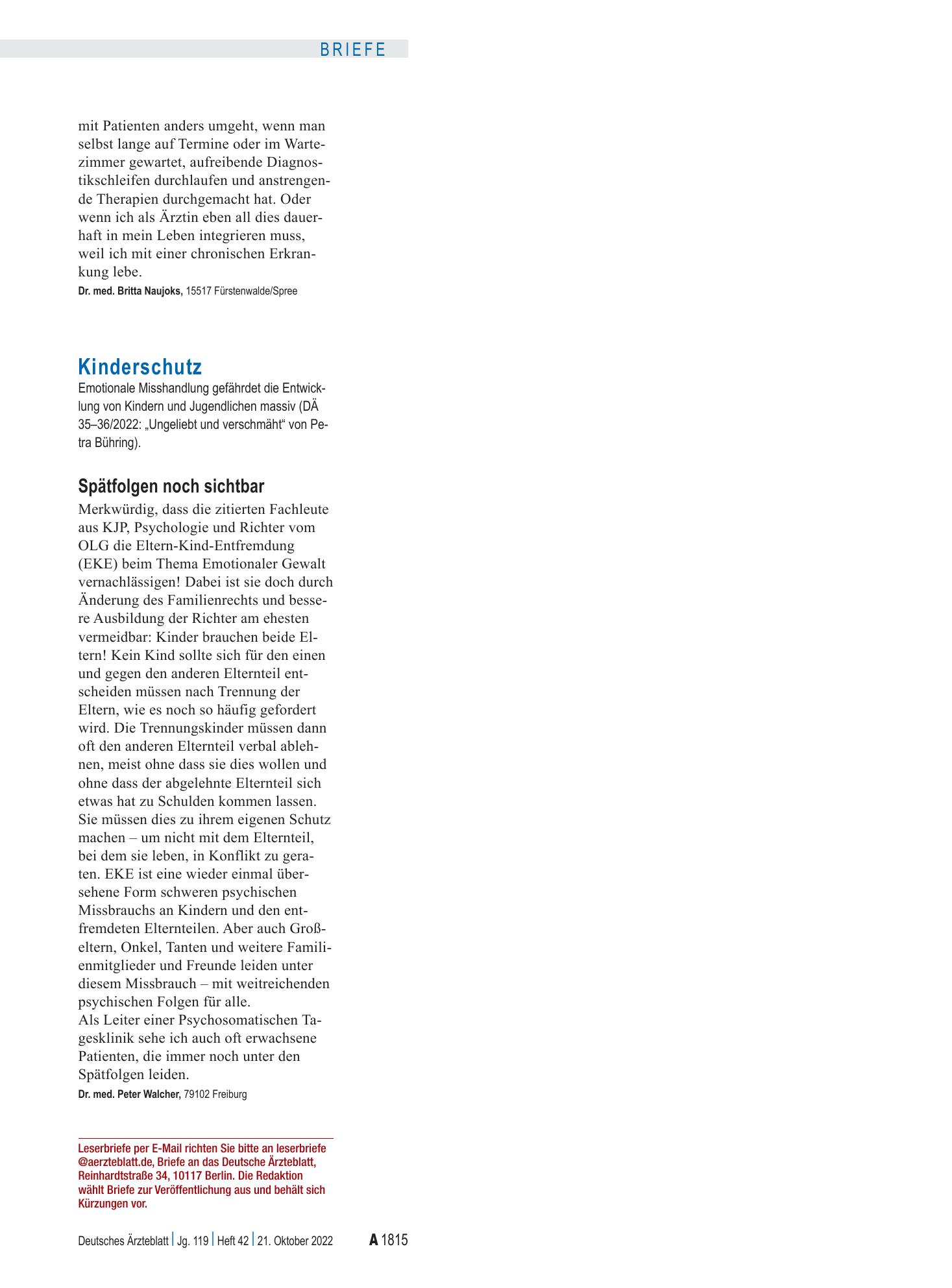 Vorschauseite 1: Kinderschutz: Spätfolgen noch sichtbar – Deutsches Ärzteblatt