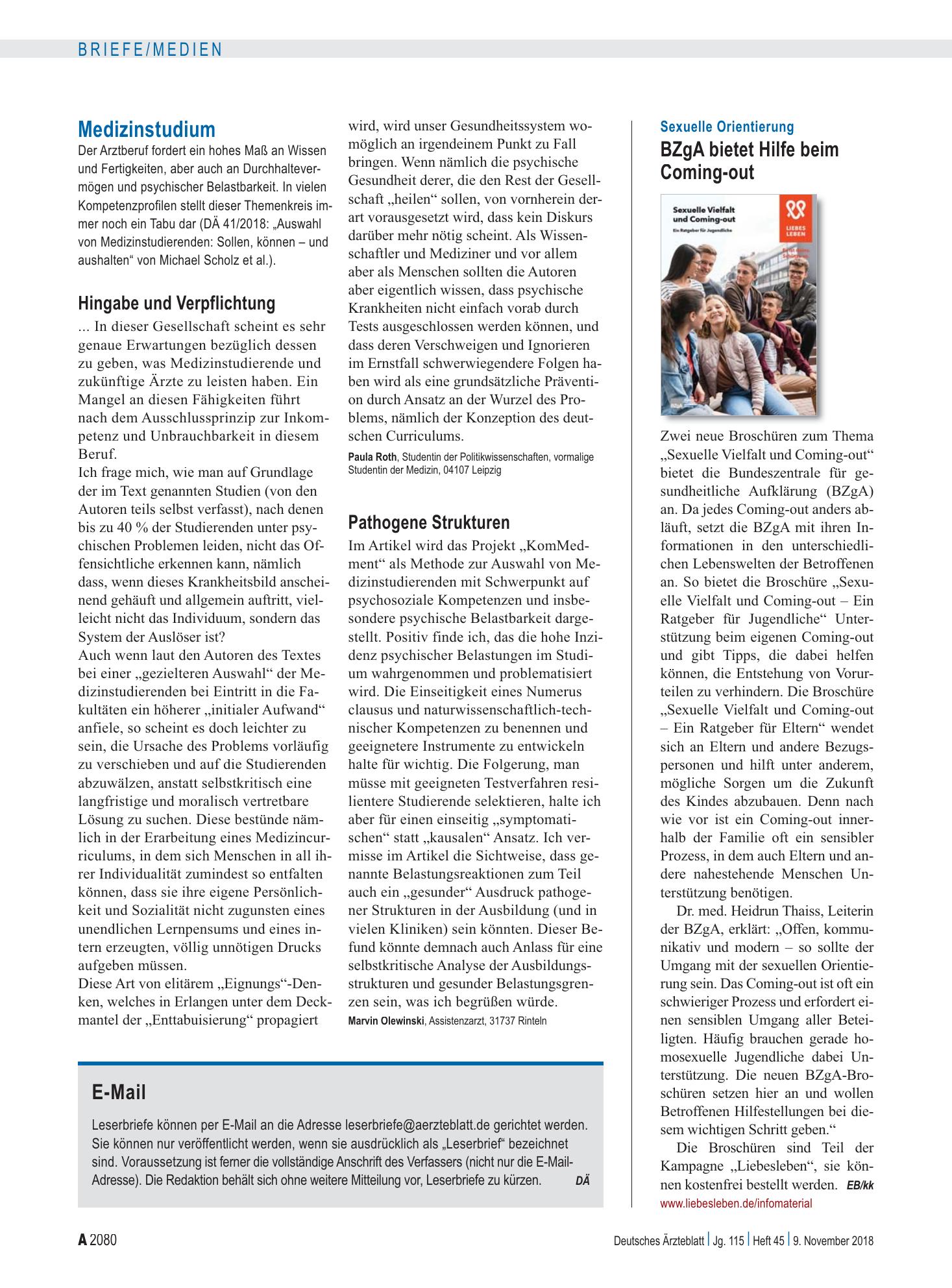 Vorschauseite 1: Medizinstudium: Pathogene Strukturen – Deutsches Ärzteblatt