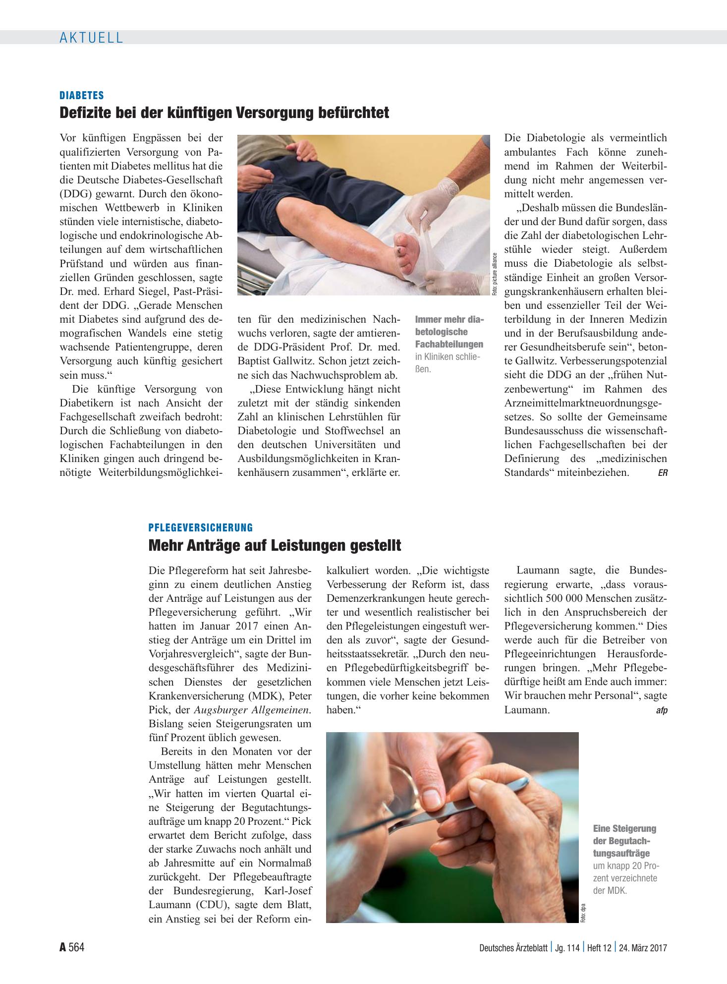 Vorschauseite 1: Diabetes: Defizite bei der künftigen Versorgung befürchtet – Deutsches Ärzteblatt