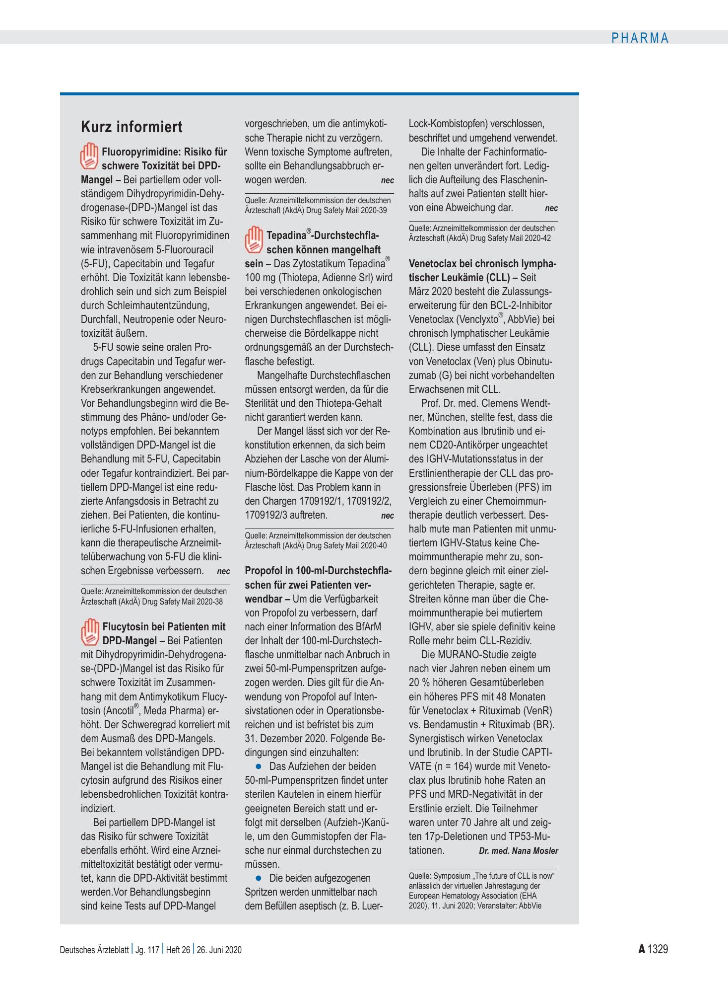 Vorschauseite 1: Kurz informiert – Deutsches Ärzteblatt