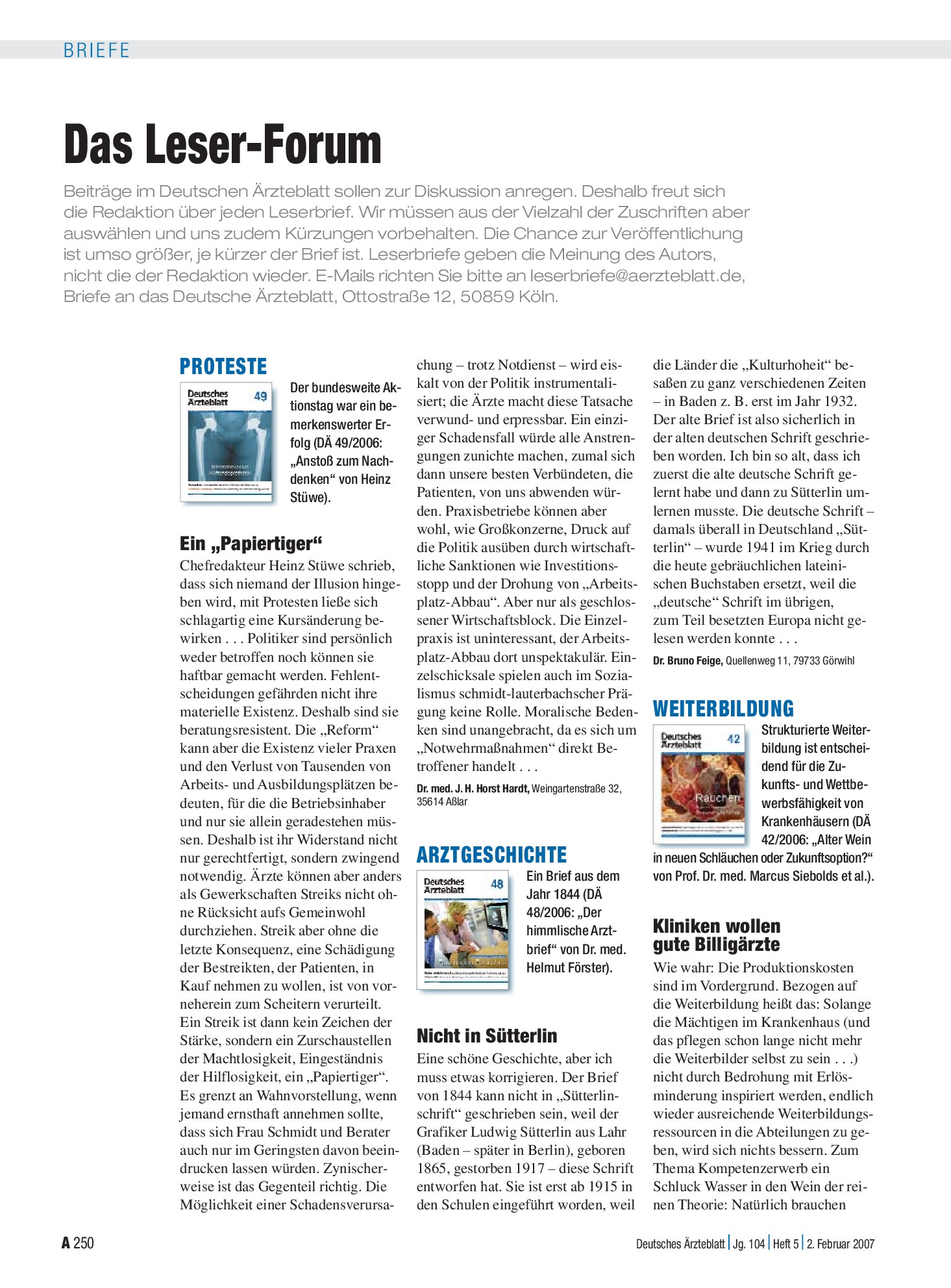 Vorschauseite 1: Arztgeschichte: Nicht in Sütterlin – Deutsches Ärzteblatt