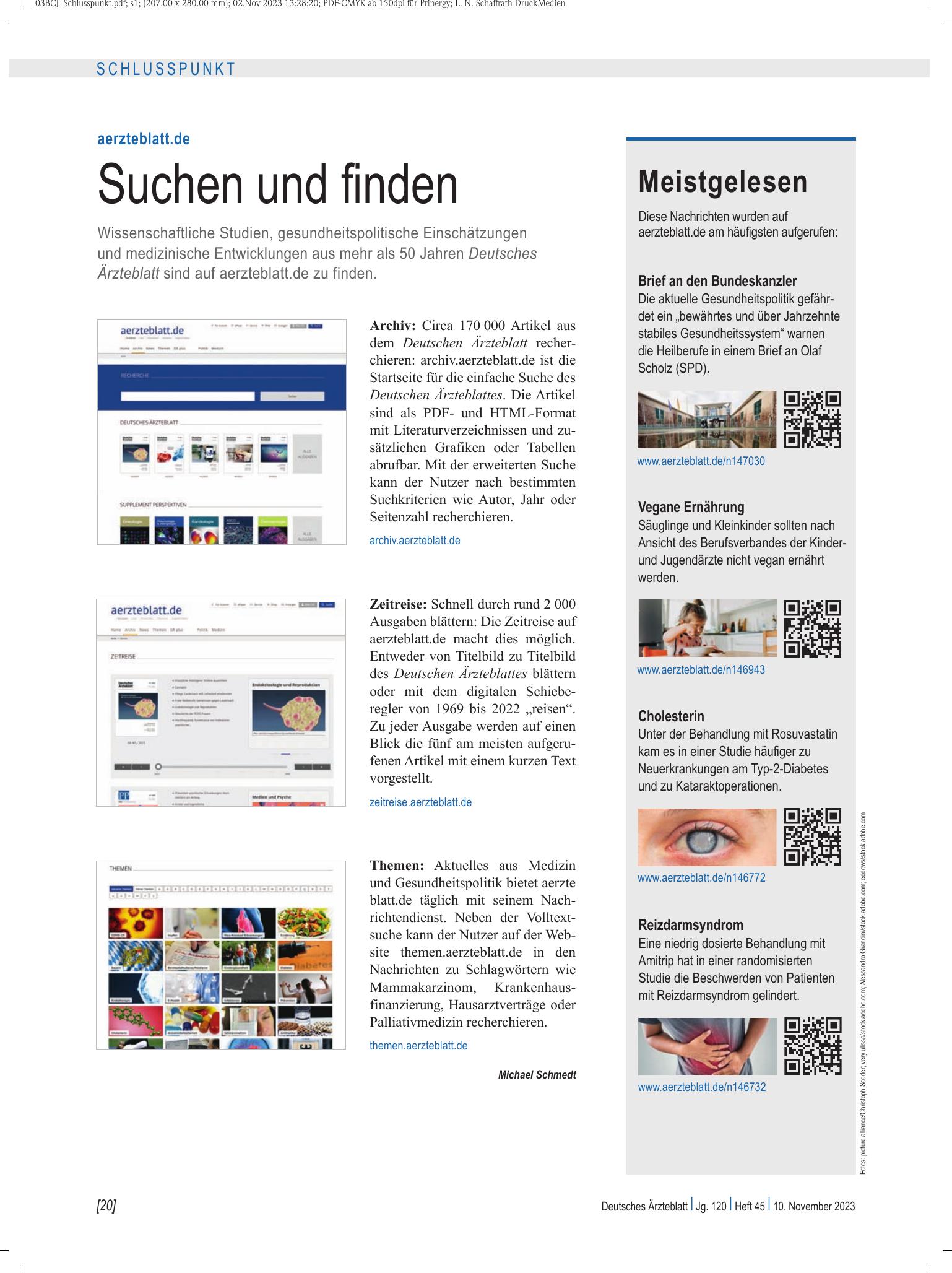 Vorschauseite 1: Meistgelesen – Deutsches Ärzteblatt