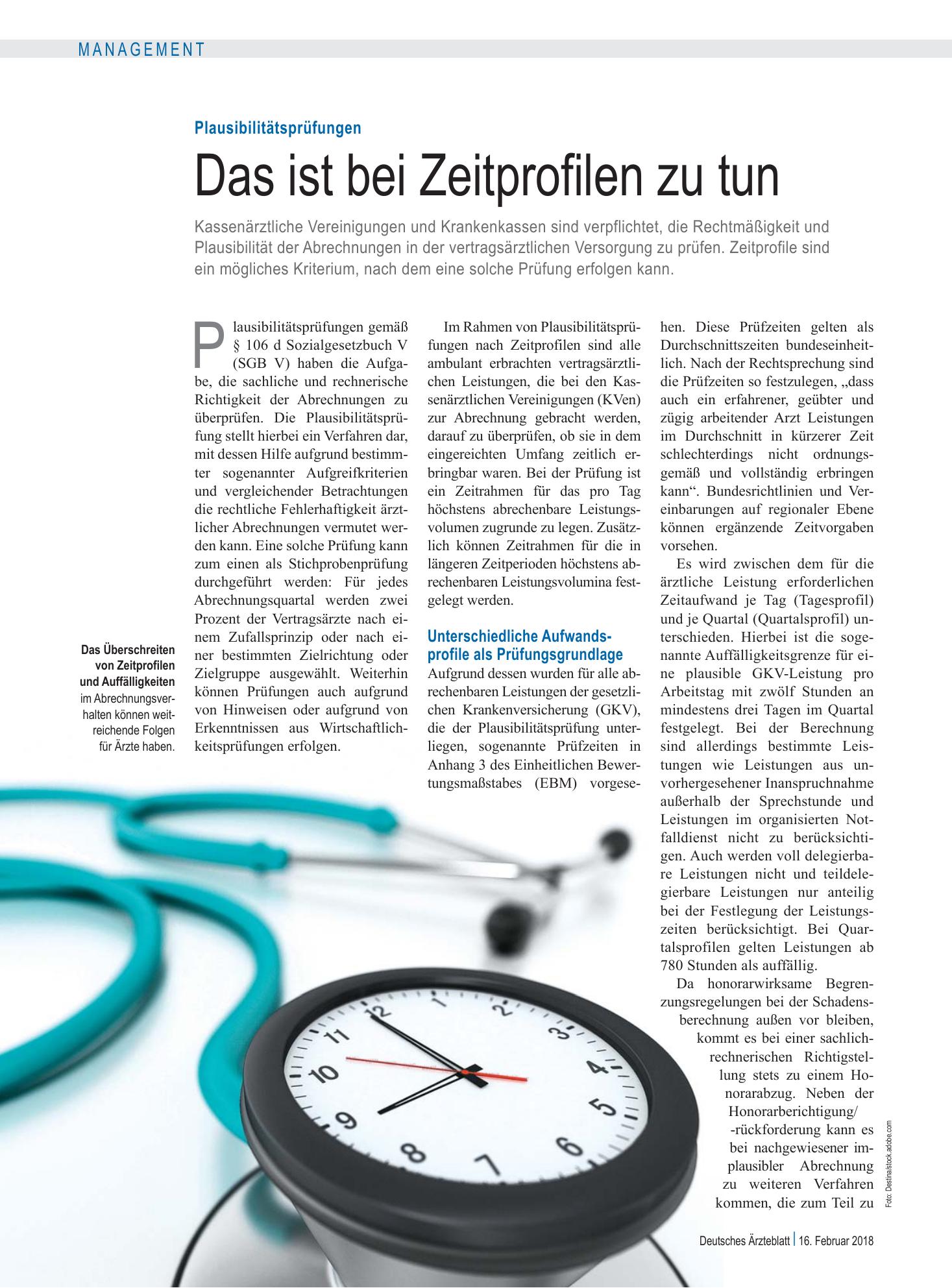 Vorschauseite 1: Plausibilitätsprüfungen: Das ist bei Zeitprofilen zu tun – Deutsches Ärzteblatt