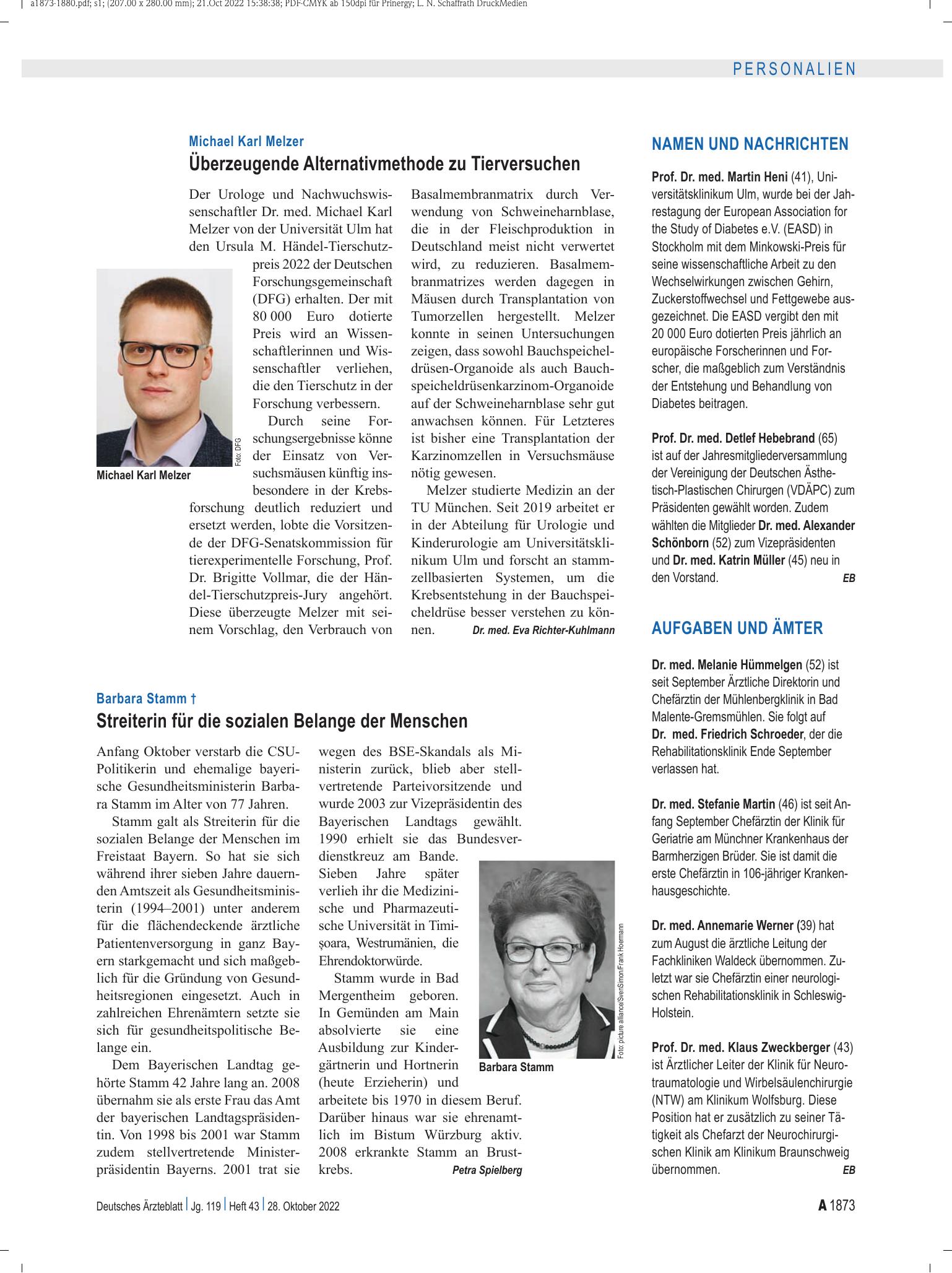 Vorschauseite 1: Aufgaben und Ämter – Deutsches Ärzteblatt