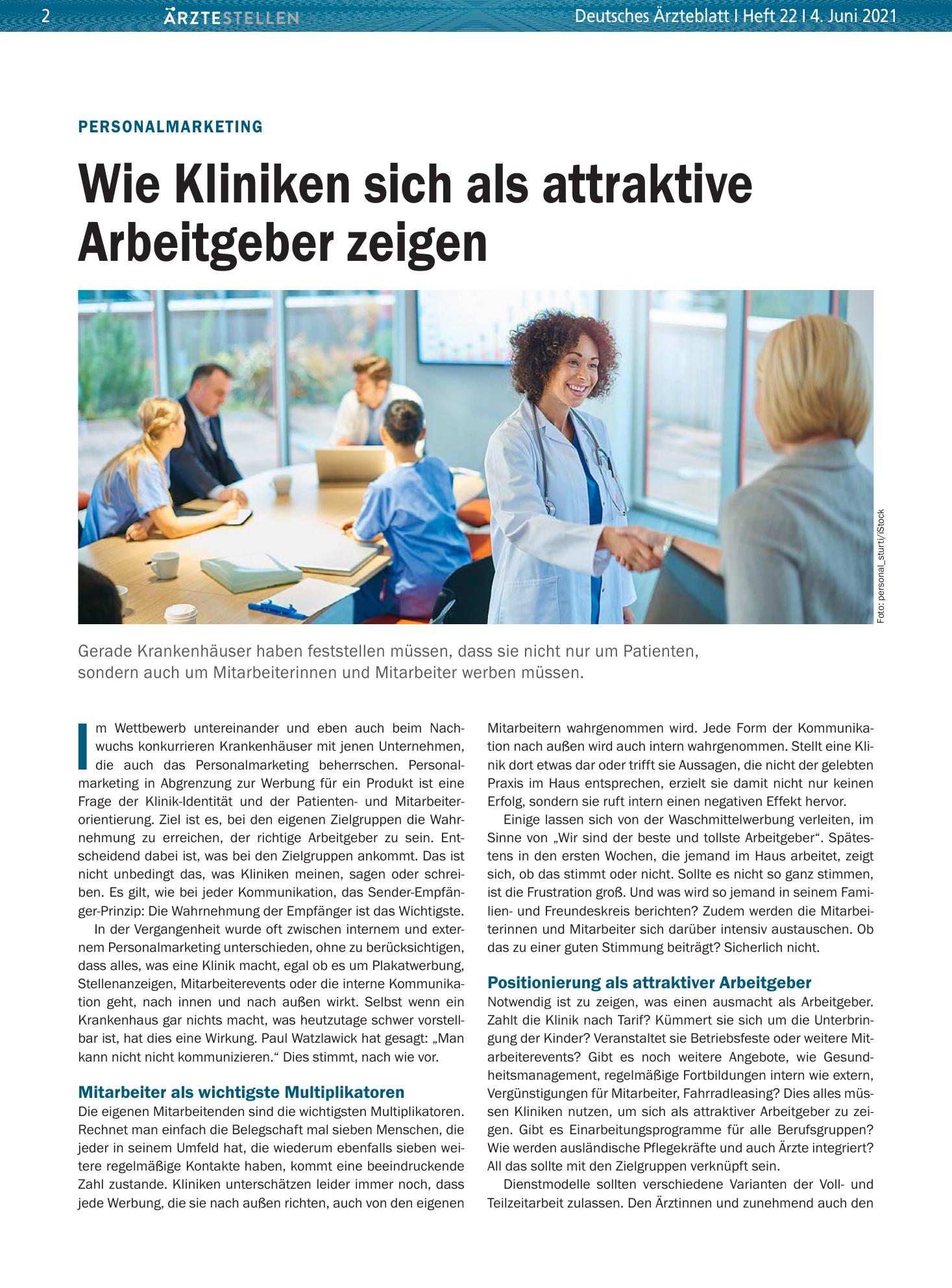 Vorschauseite 1: Personalmarketing: Wie Kliniken sich als attraktive Arbeitgeber zeigen – Deutsches Ärzteblatt