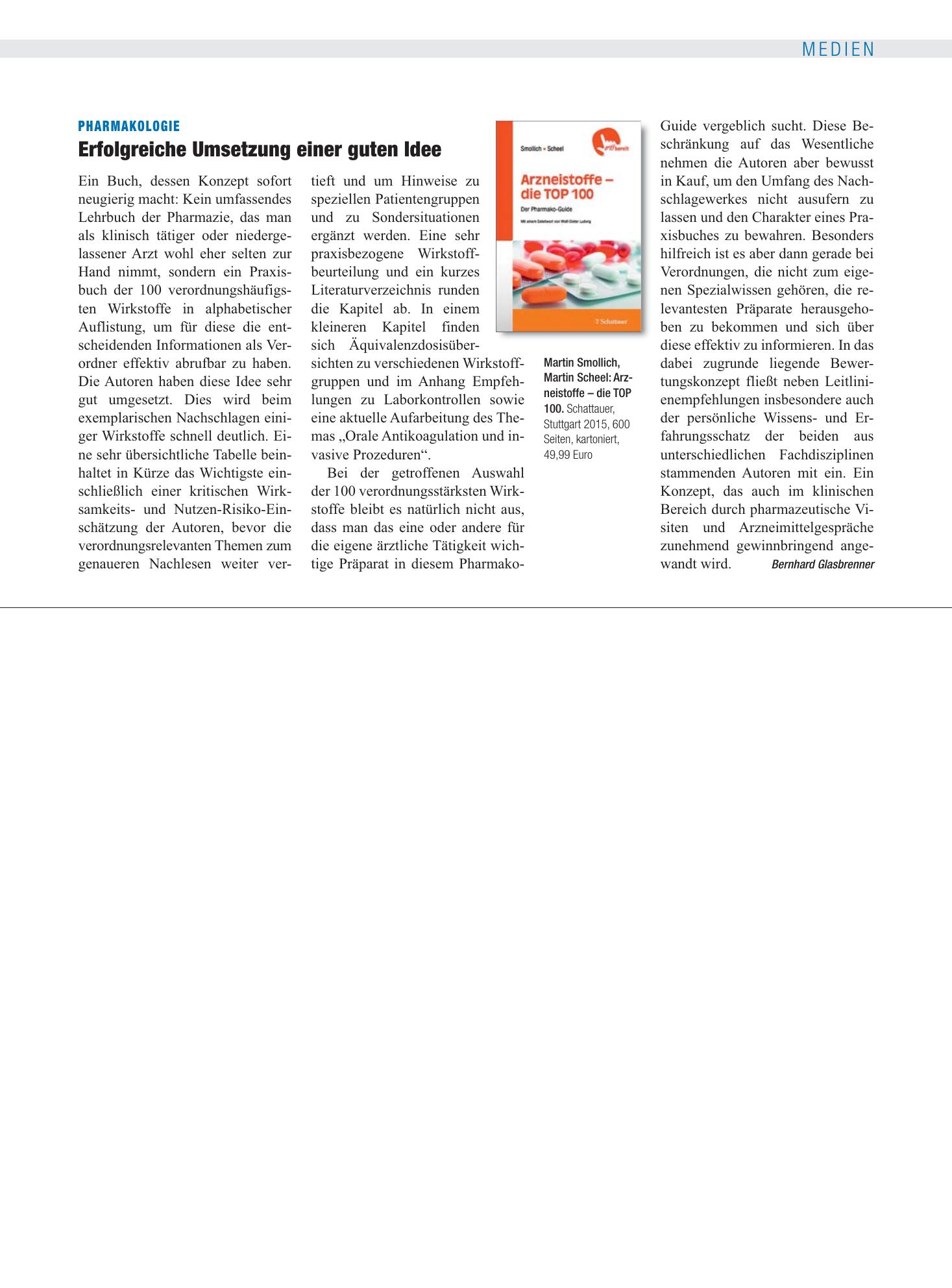 Vorschauseite 1: Pharmakologie: Erfolgreiche Umsetzung einer guten Idee – Deutsches Ärzteblatt