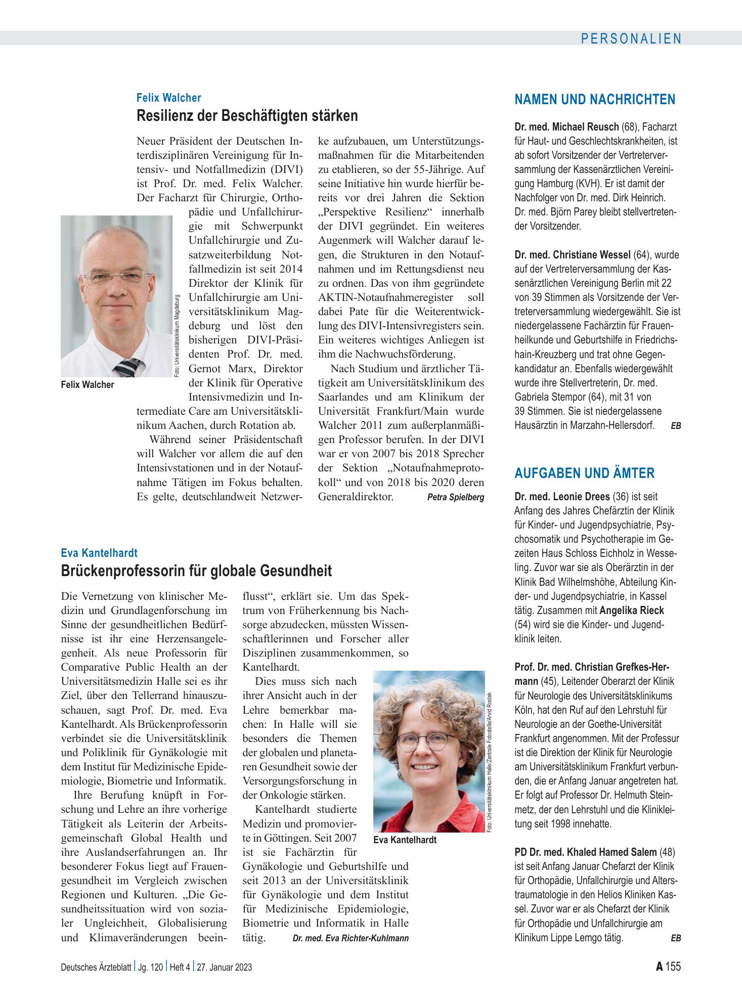 Vorschauseite 1: Aufgaben und Ämter – Deutsches Ärzteblatt