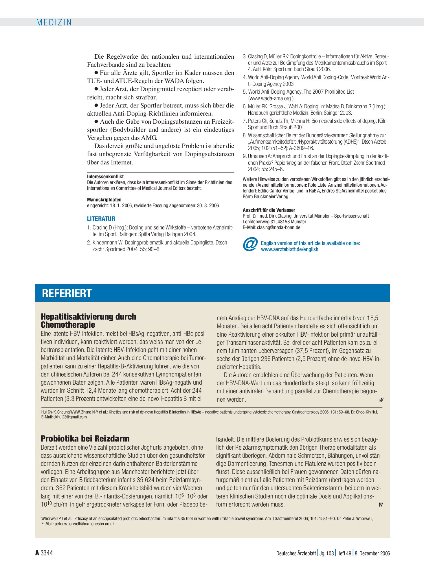 Vorschauseite 1: Probiotika bei Reizdarm – Deutsches Ärzteblatt