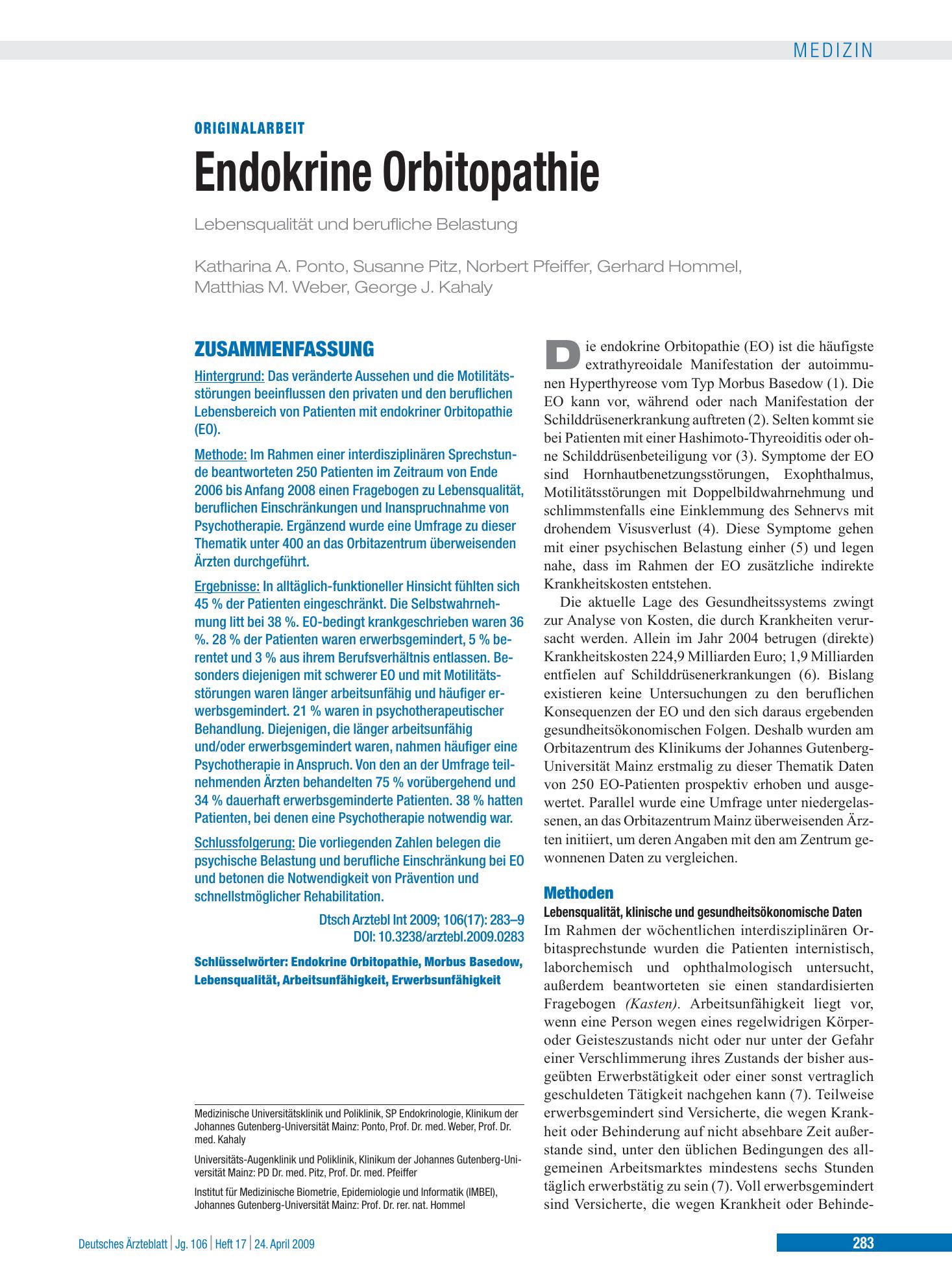 Vorschauseite 1: Endokrine Orbitopathie – Deutsches Ärzteblatt