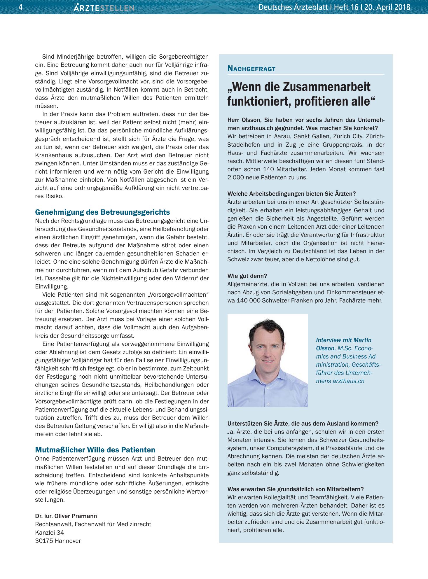Vorschauseite 1: „Wenn die Zusammenarbeit funktioniert, profitieren alle“ – Deutsches Ärzteblatt