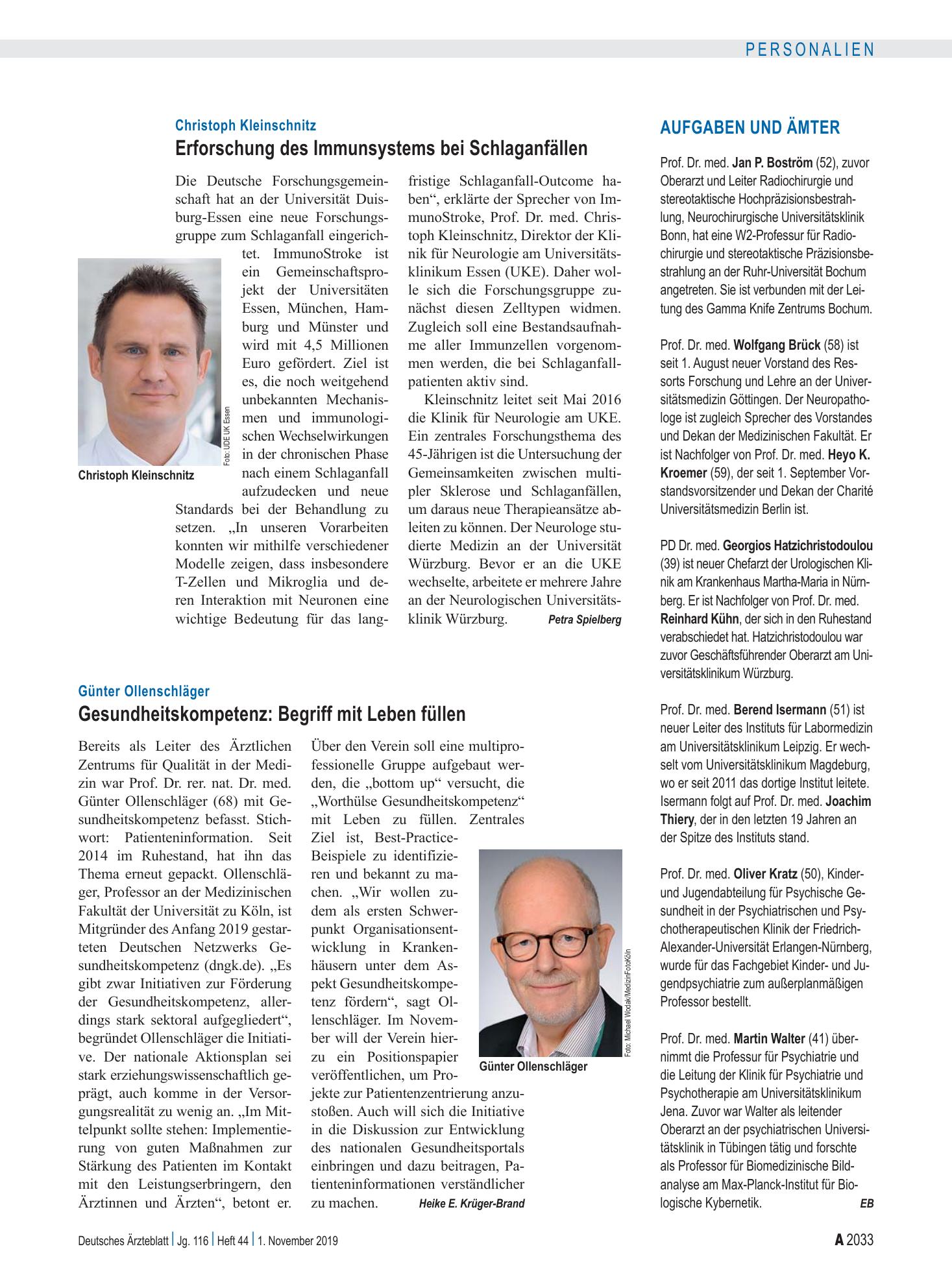 Vorschauseite 1: Aufgaben und Ämter – Deutsches Ärzteblatt