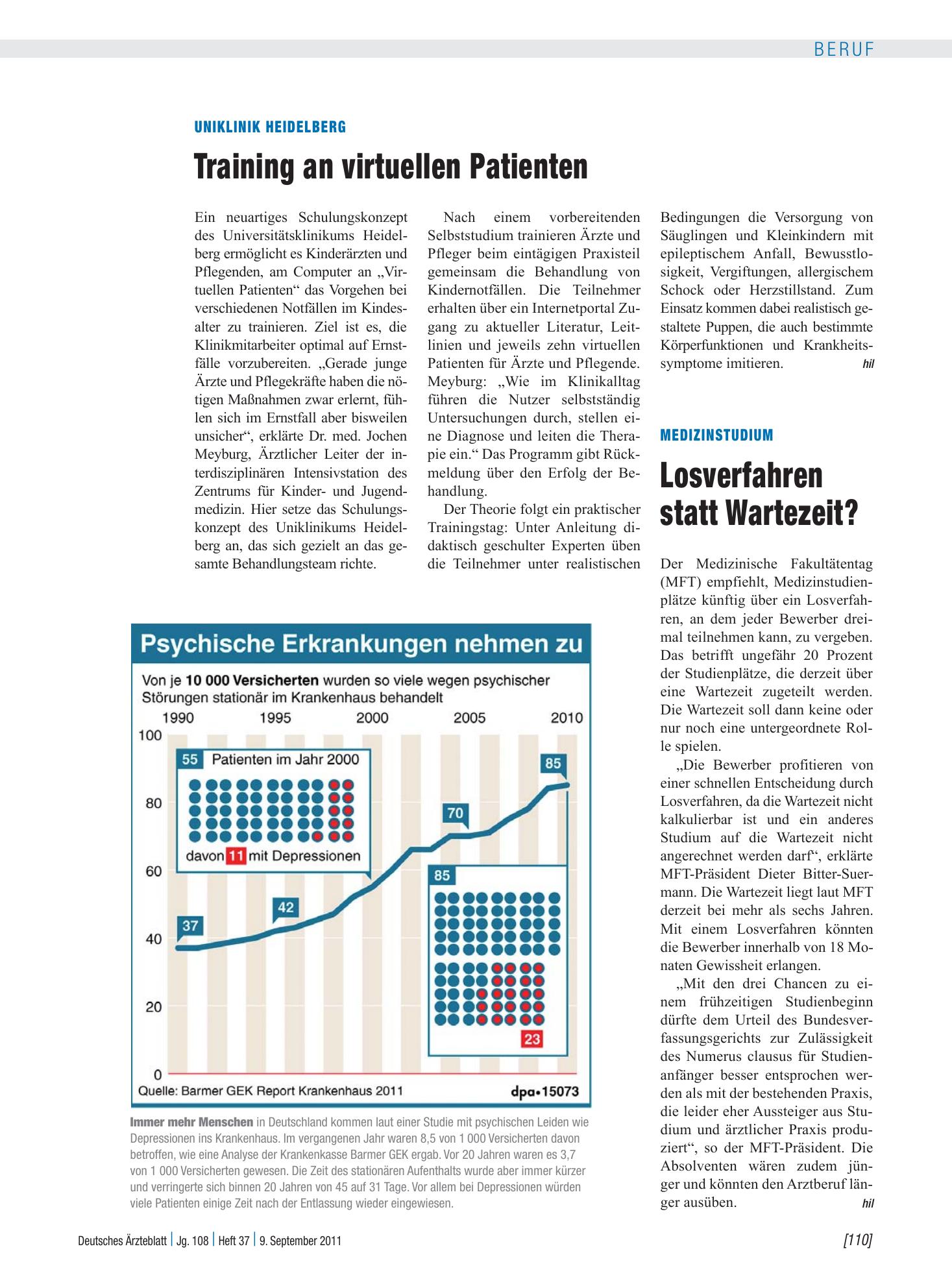 Vorschauseite 1: Uniklinik Heidelberg: Training an virtuellen Patienten – Deutsches Ärzteblatt