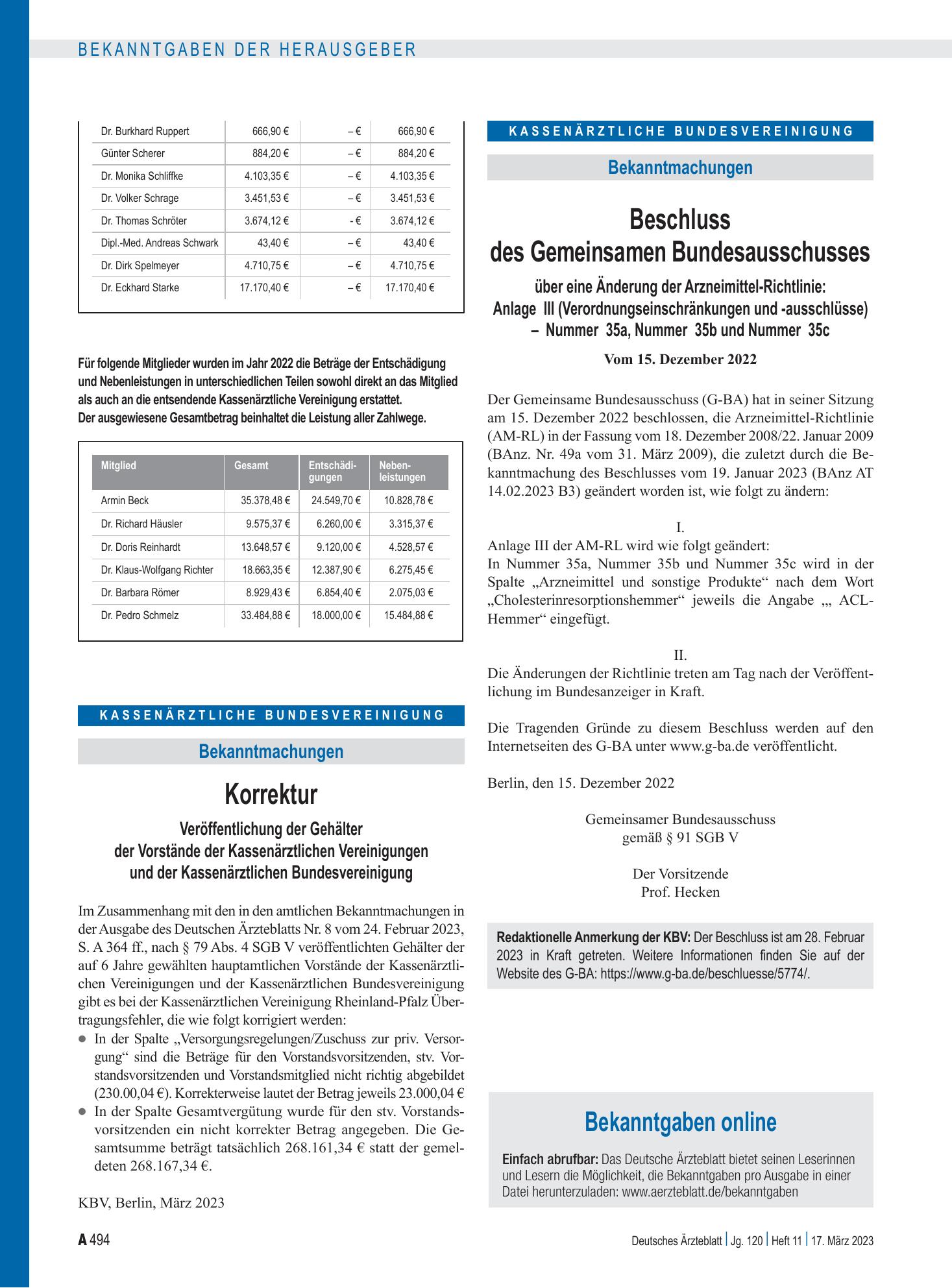 Vorschauseite 1: Beschluss des Gemeinsamen Bundesausschusses über eine Änderung der Arzneimittel-Richtlinie: Anlage III (Verordnungseinschränkungen und -ausschlüsse) – Nummer 35a, Nummer 35b und N…
