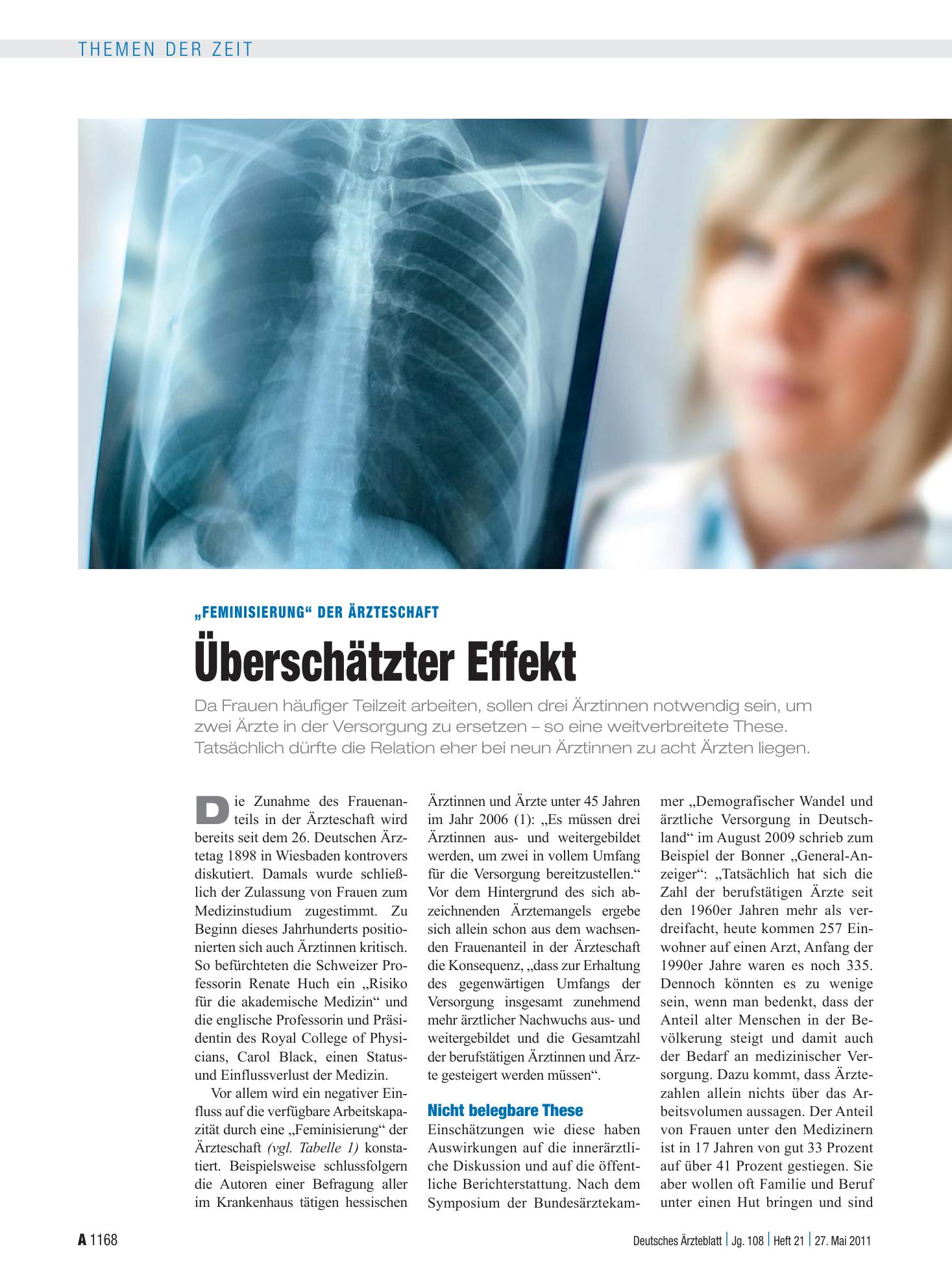 Vorschauseite 1: „Feminisierung“ der Ärzteschaft: Überschätzter Effekt – Deutsches Ärzteblatt