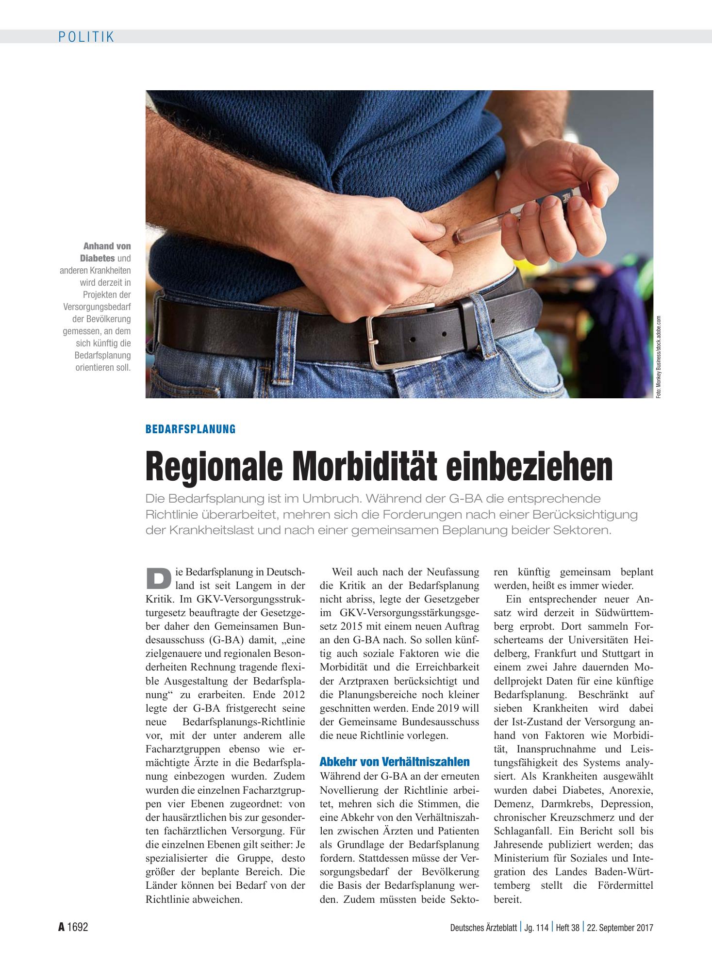 Vorschauseite 1: Bedarfsplanung: Regionale Morbidität einbeziehen – Deutsches Ärzteblatt