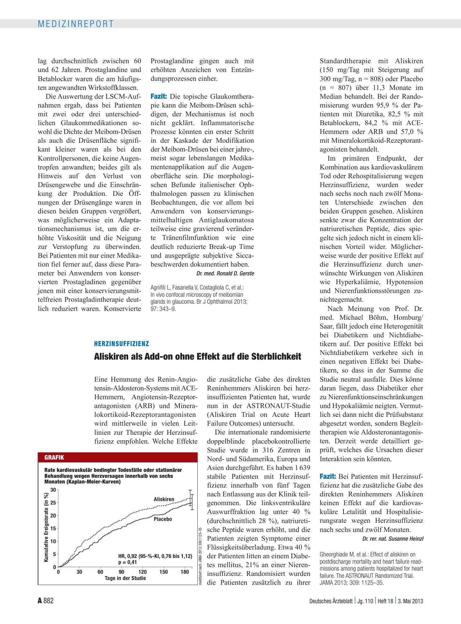 Vorschauseite 1: Herzinsuffizienz: Aliskiren als Add-on ohne Effekt auf die Sterblichkeit – Deutsches Ärzteblatt