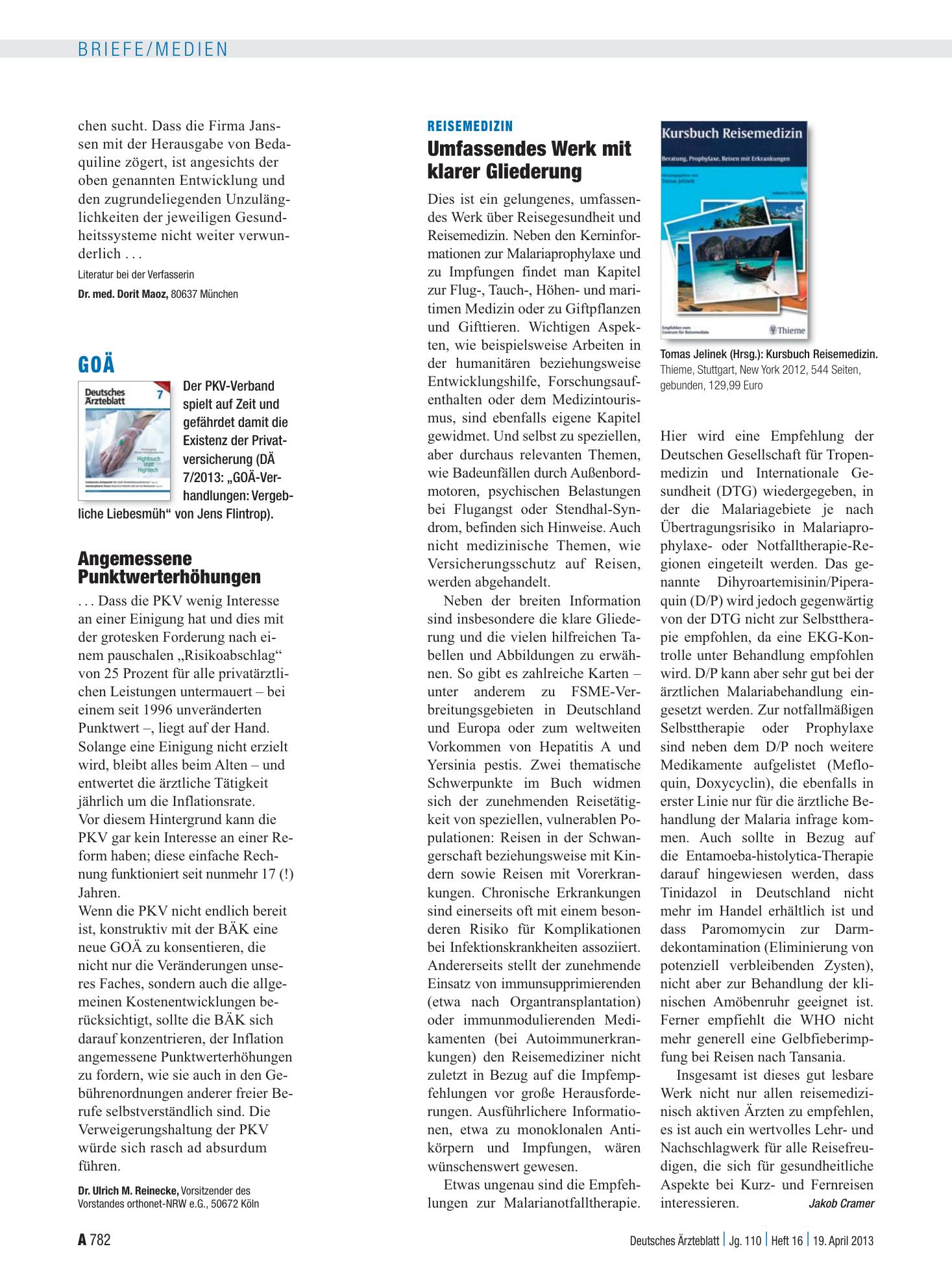 Vorschauseite 1: GOÄ: Angemessene Punktwerterhöhungen – Deutsches Ärzteblatt