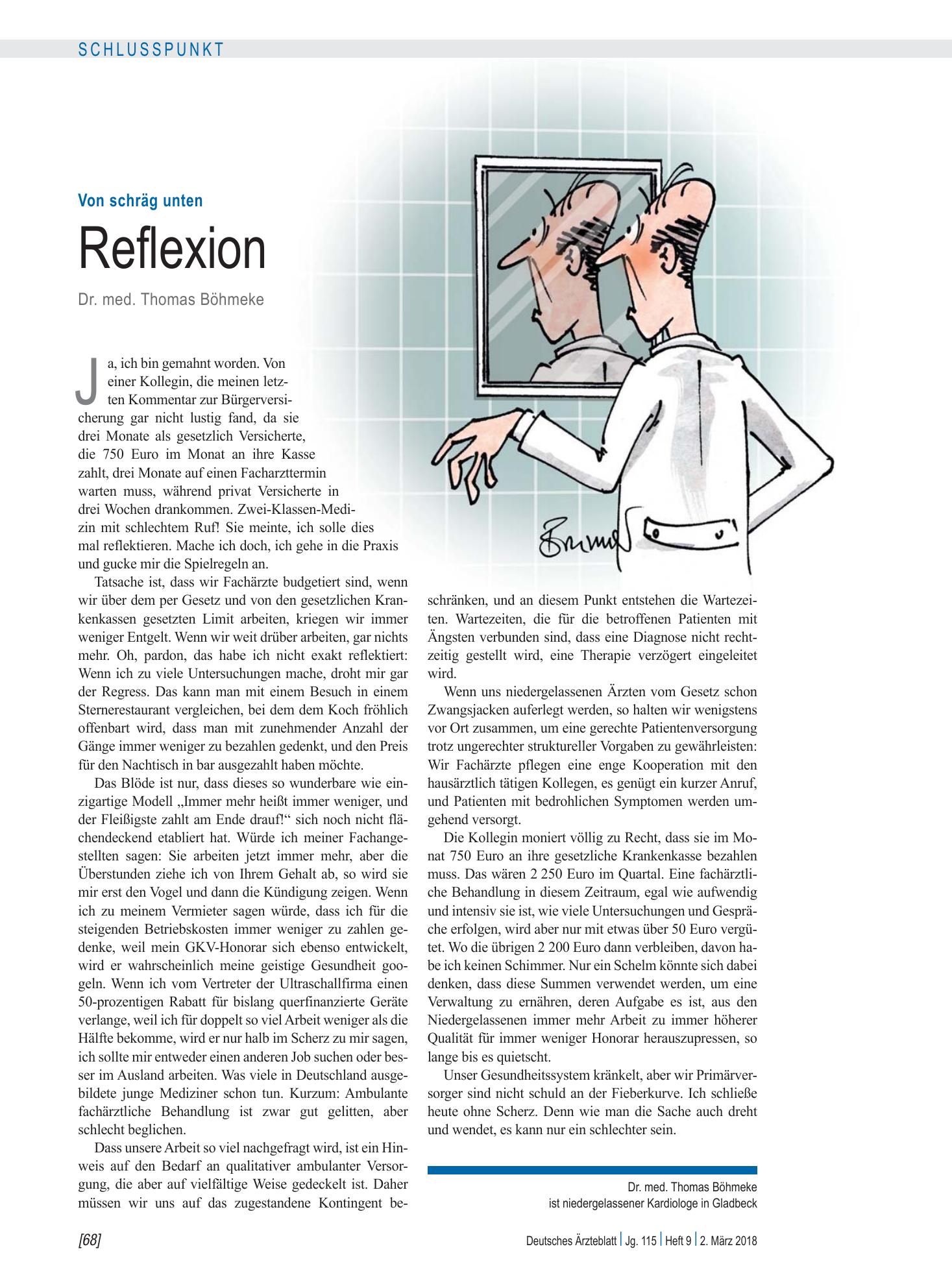 Vorschauseite 1: Von schräg unten: Reflexion – Deutsches Ärzteblatt