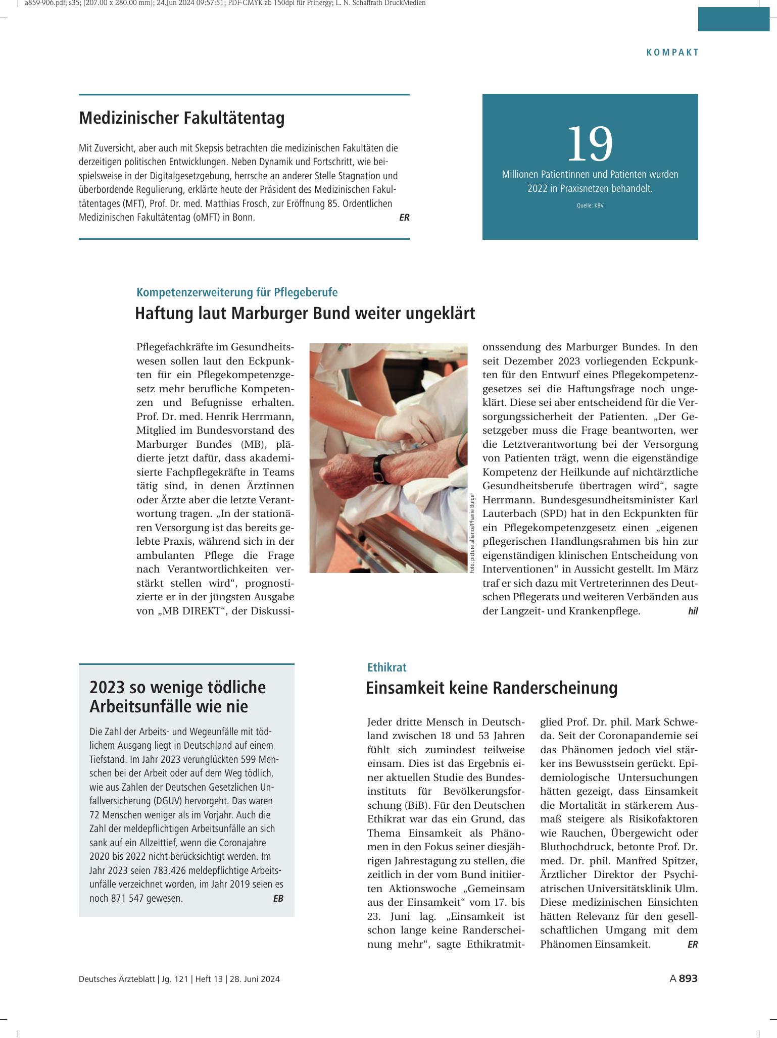 Vorschauseite 1: Zahl der Woche – Deutsches Ärzteblatt