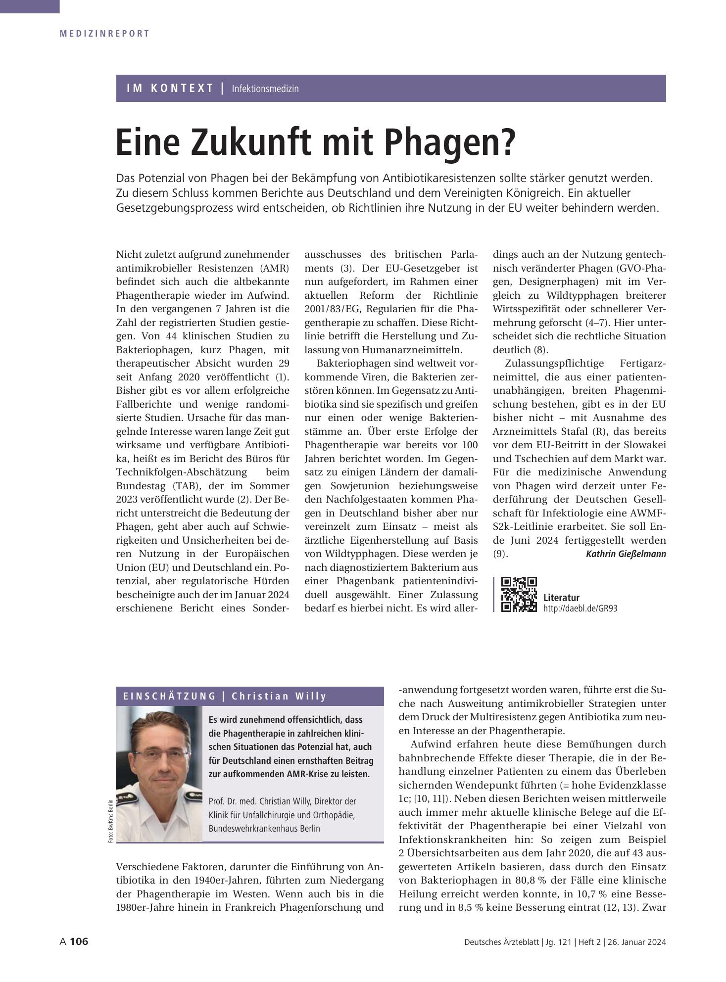Vorschauseite 1: Eine Zukunft mit Phagen? – Deutsches Ärzteblatt