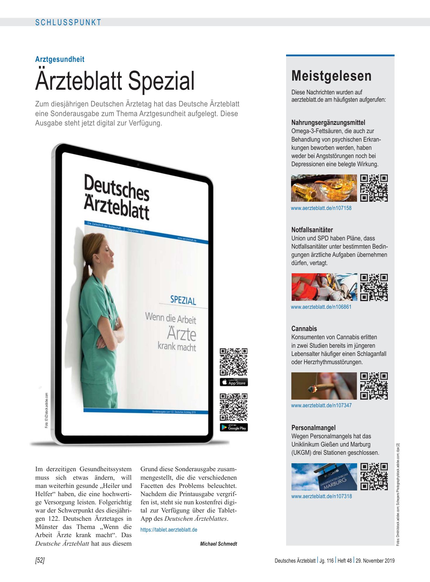 Vorschauseite 1: Meistgelesen – Deutsches Ärzteblatt