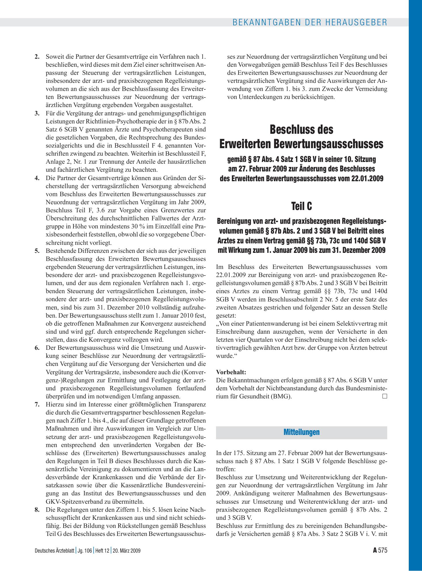 Vorschauseite 1: Mitteilungen – Deutsches Ärzteblatt