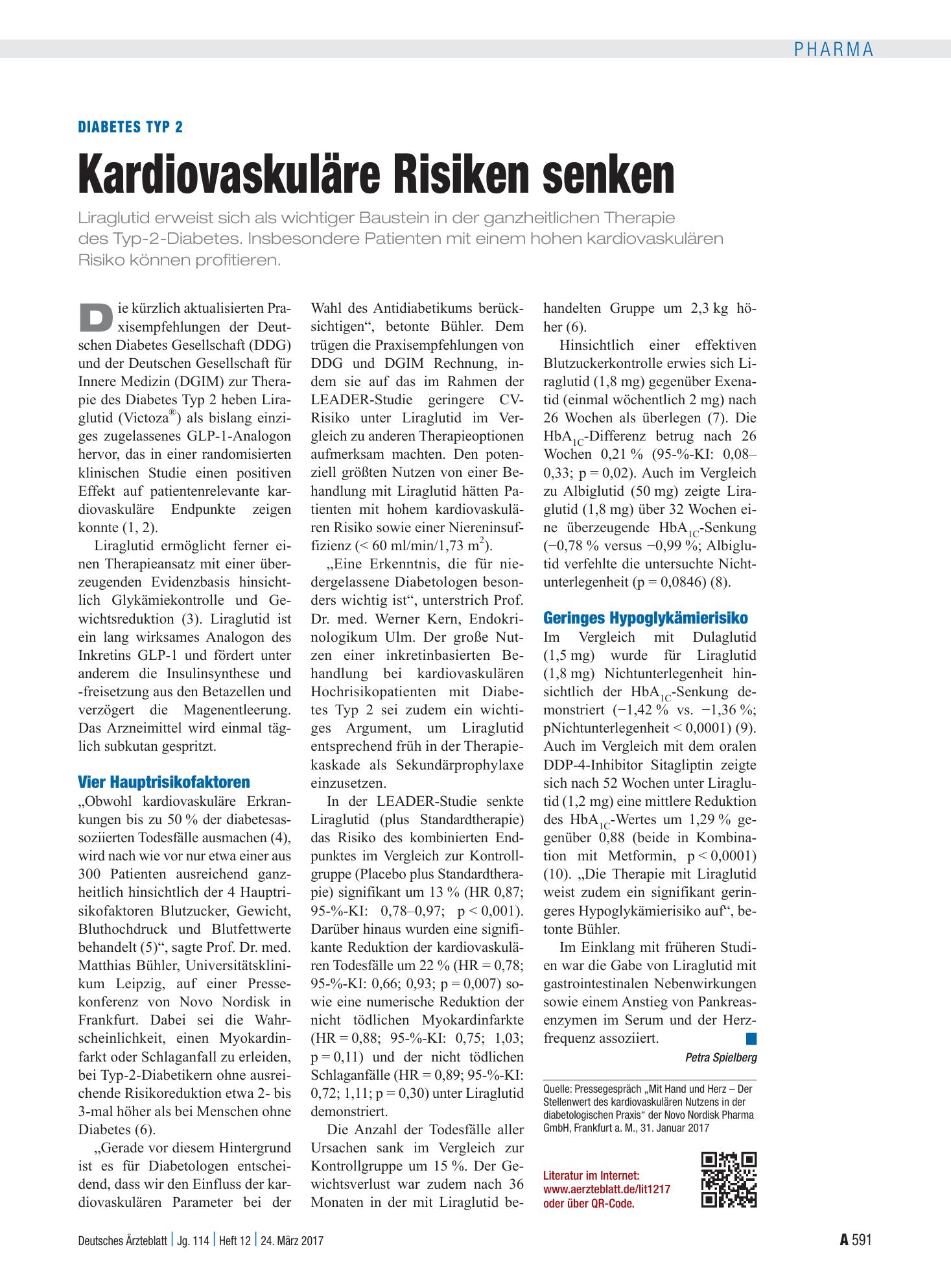 Vorschauseite 1: Diabetes Typ 2: Kardiovaskuläre Risiken senken – Deutsches Ärzteblatt