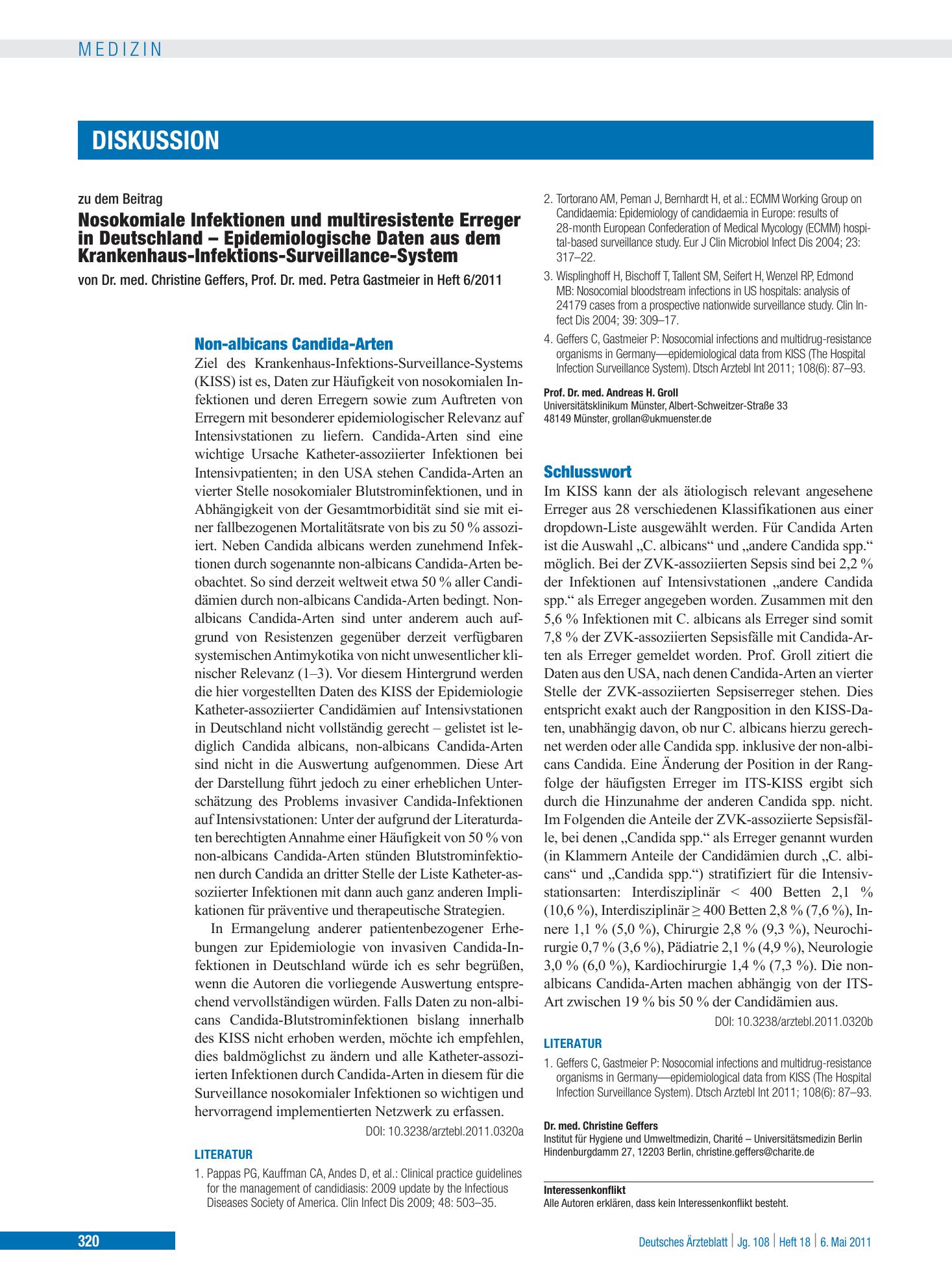 Vorschauseite 1: Non-albicans Candida-Arten – Deutsches Ärzteblatt