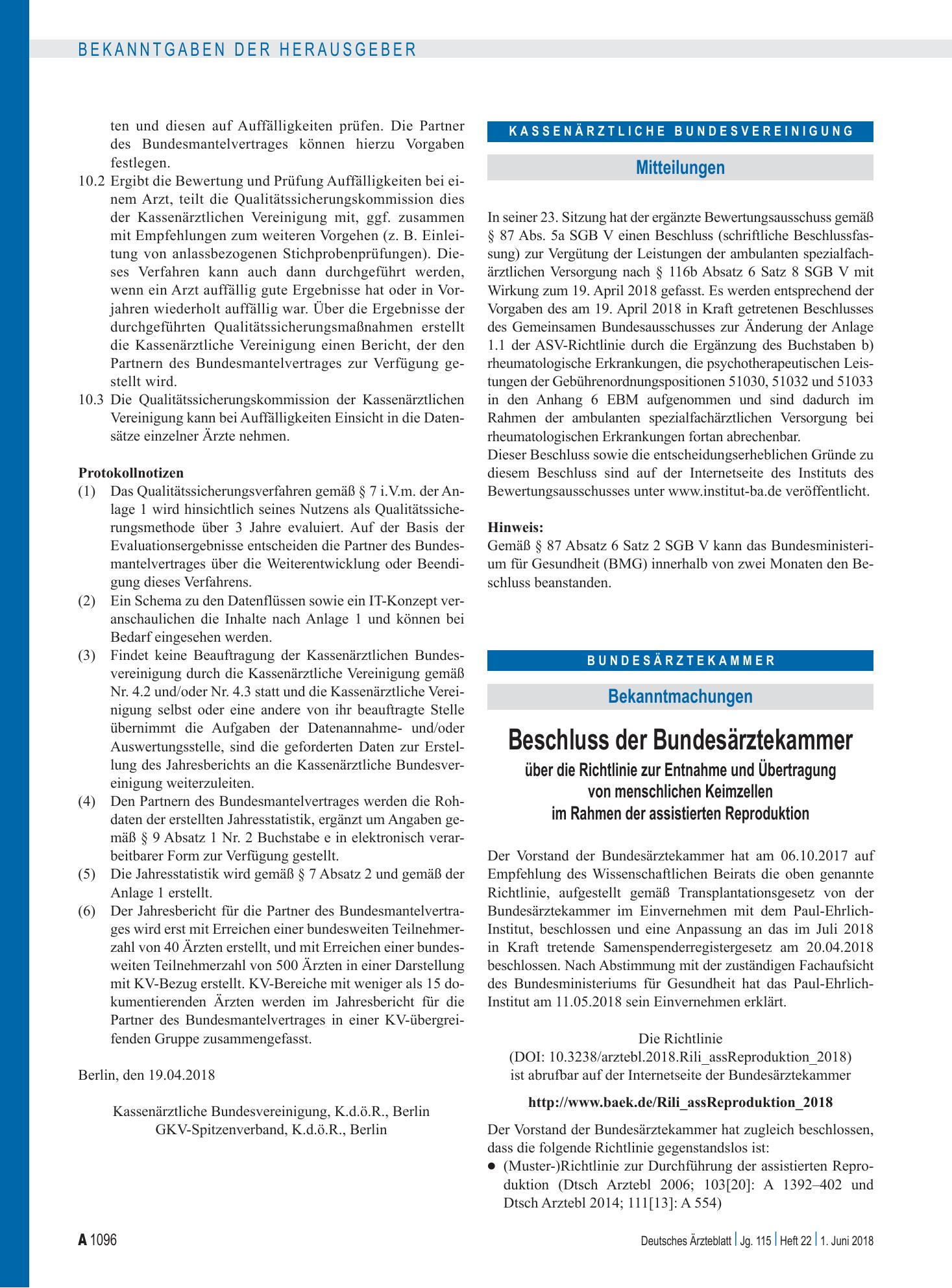 Vorschauseite 1: Mitteilungen – Deutsches Ärzteblatt