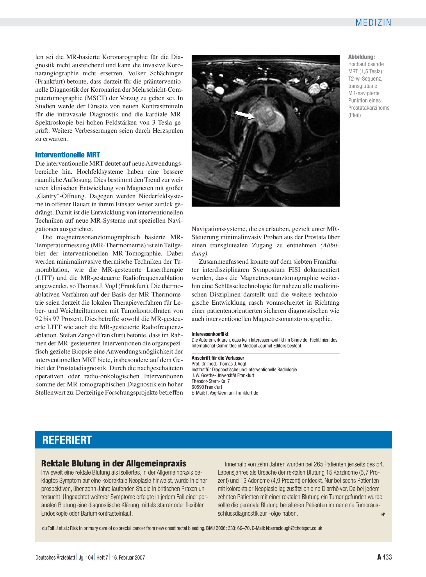 Vorschauseite 1: Rektale Blutung in der Allgemeinpraxis – Deutsches Ärzteblatt