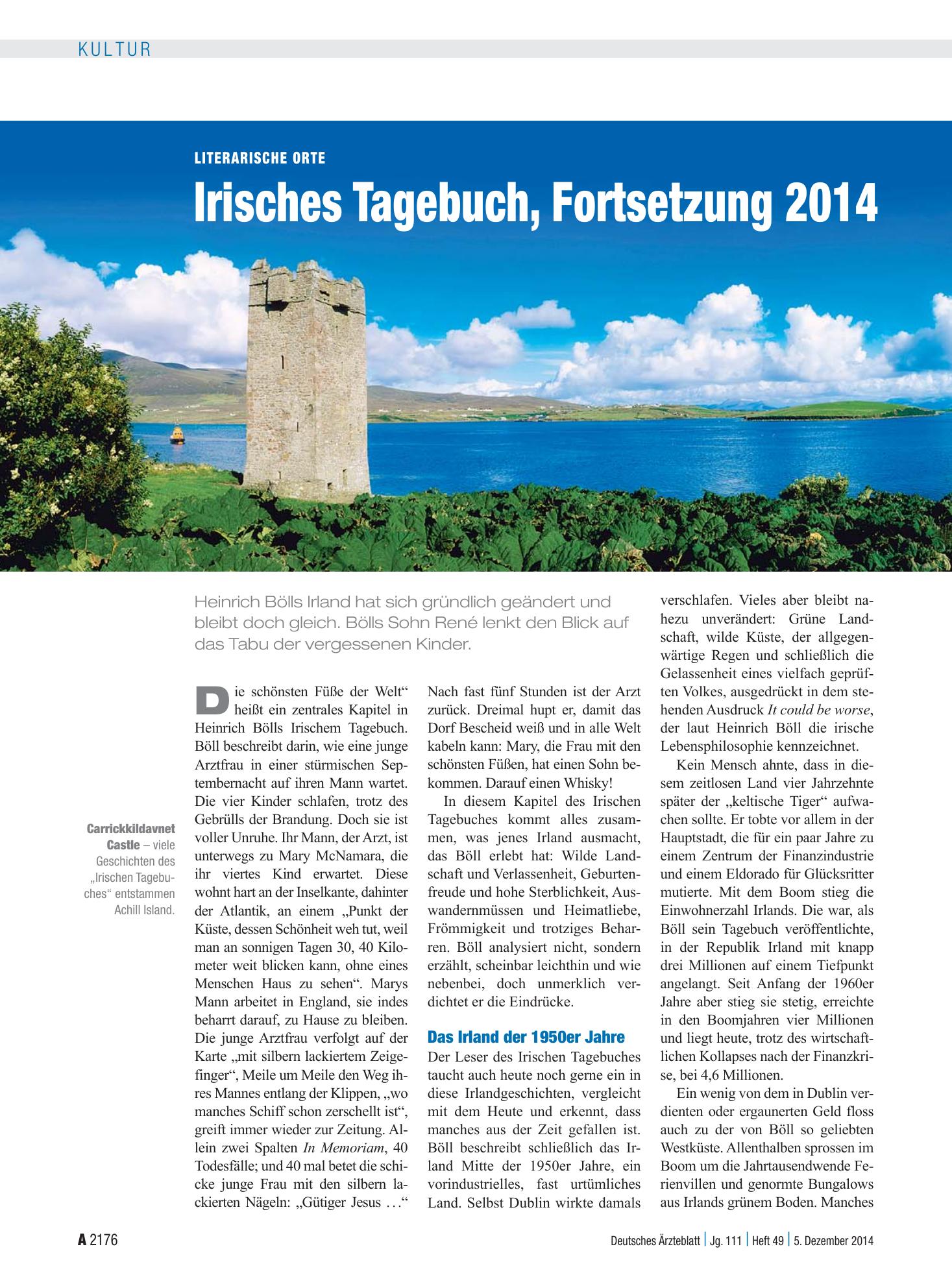 Vorschauseite 1: Literarische Orte: Irisches Tagebuch, Fortsetzung 2014 – Deutsches Ärzteblatt